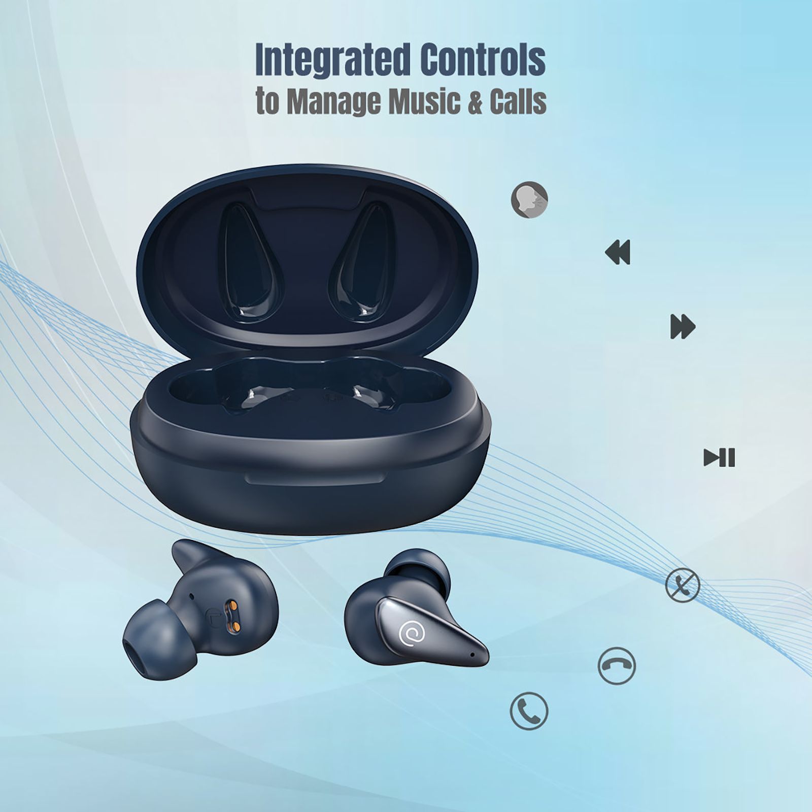 pTron Bassbuds Verse TWS Earbuds with Environmental Noise Cancellation (IPX4 Water Resistant, Stereo Calls, Blue) pTron Bassbuds Verse TWS Earbuds with Environmental Noise Cancellation (IPX4 Water Resistant, Stereo Calls, Blue)_2