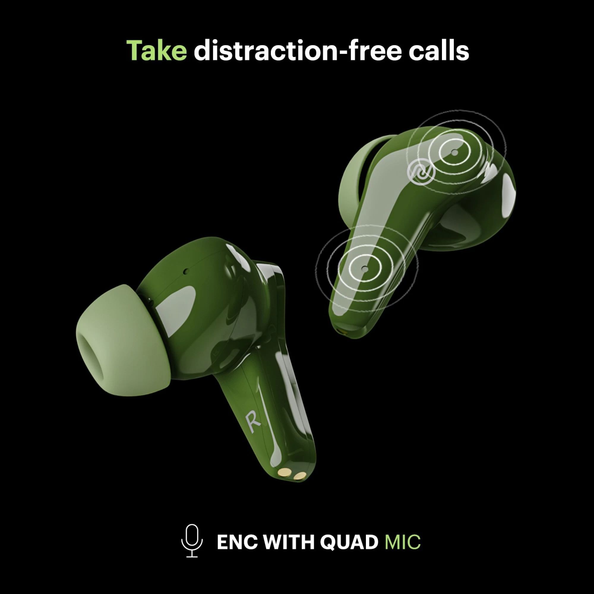 noise Buds VS102 Plus TWS Earbuds with Environmental Noise Cancellation (IPX5 Water Resistant, 11mm Driver, Forest Green)_5