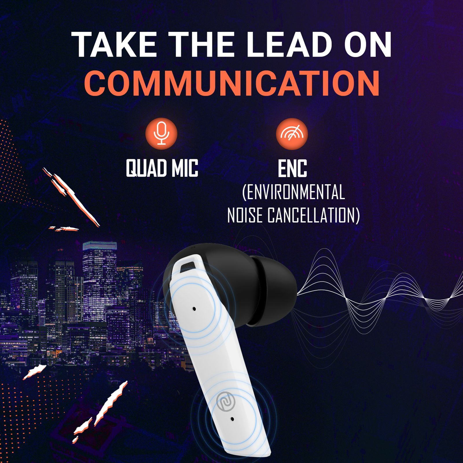 noise Buds Combat TWS Earbuds with Environmental Noise Cancellation (IPX5 Water Resistant, 13mm Driver, Covert White)_5