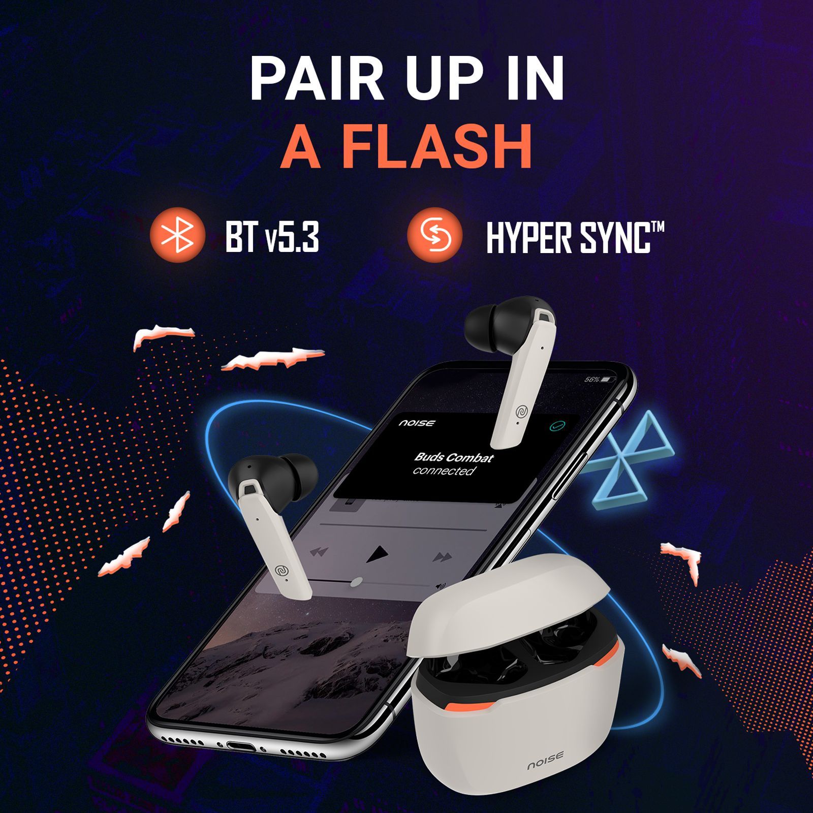 noise Buds Combat TWS Earbuds with Environmental Noise Cancellation (IPX5 Water Resistant, Insta Charge, Shadow Grey)_8