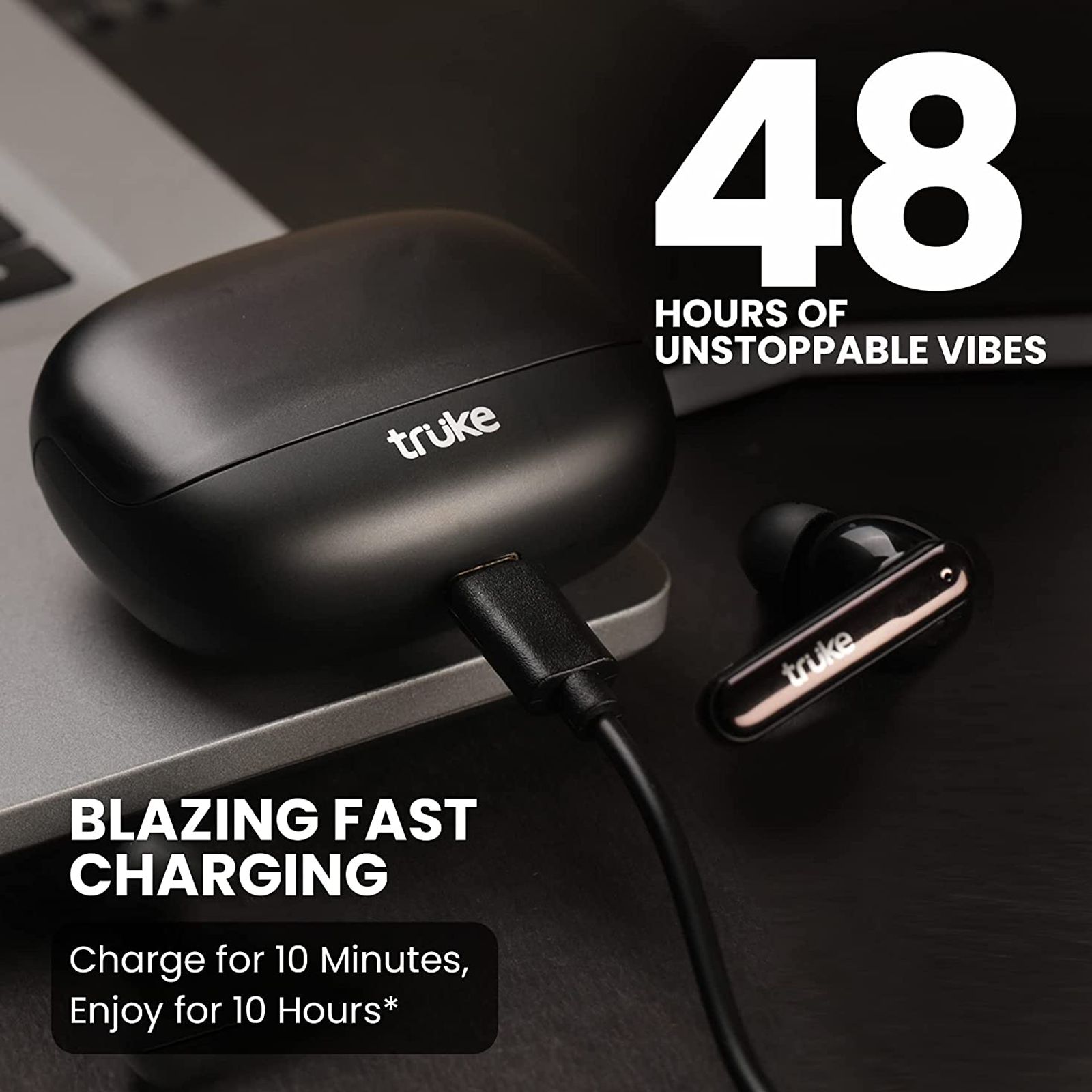truke Buds Vibe F220 TWS Earbuds with Active Noise Cancellation (IPX5 Water Resistant, Fast Charging, Black)_3