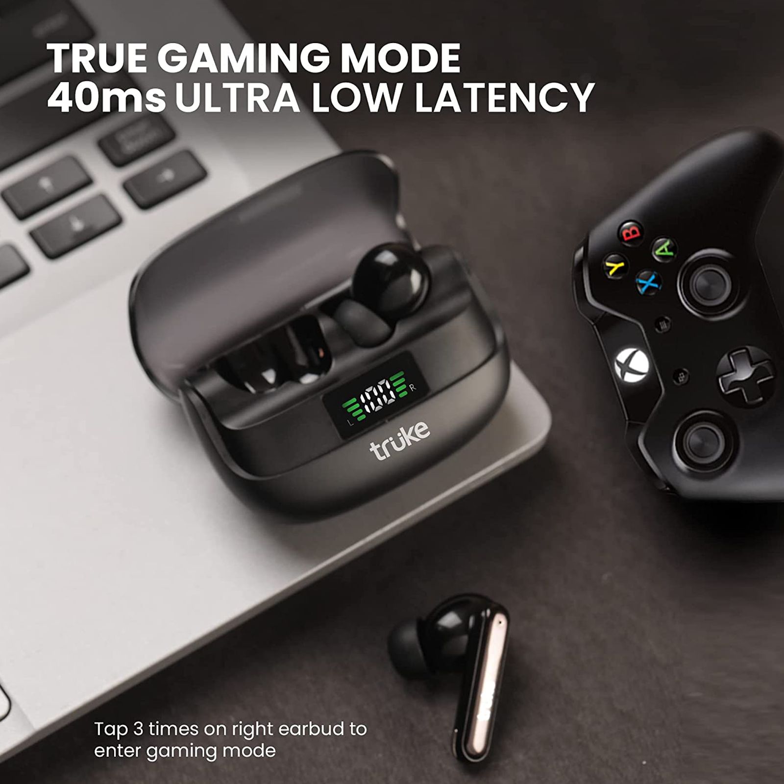 truke Buds Vibe F220 TWS Earbuds with Active Noise Cancellation (IPX5 Water Resistant, Fast Charging, Black)_4