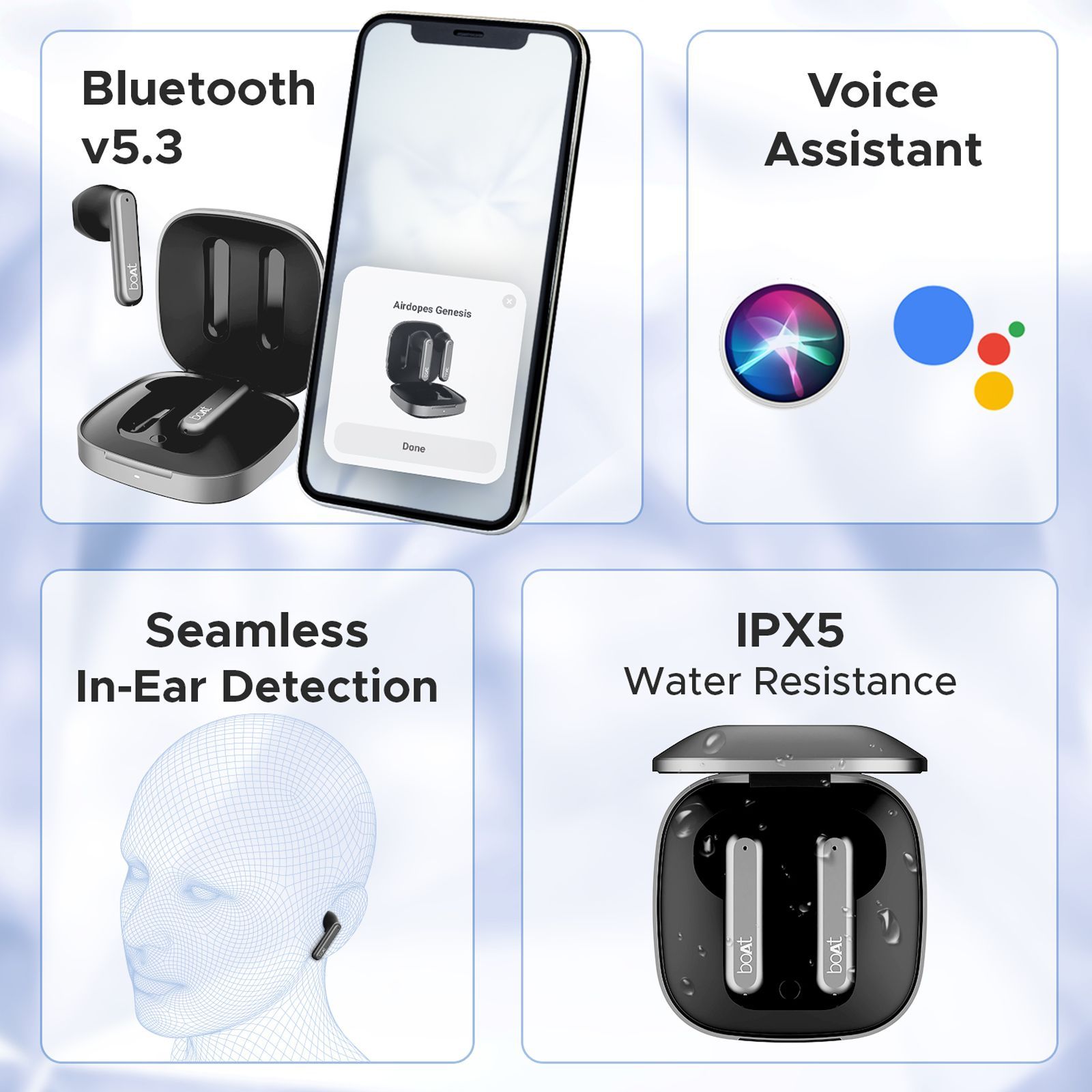 boAt Airdopes Genesis TWS Earbuds with Environmental Noise Cancellation (IPX5 Water Resistant, ASAP Charge, Active Black)_2