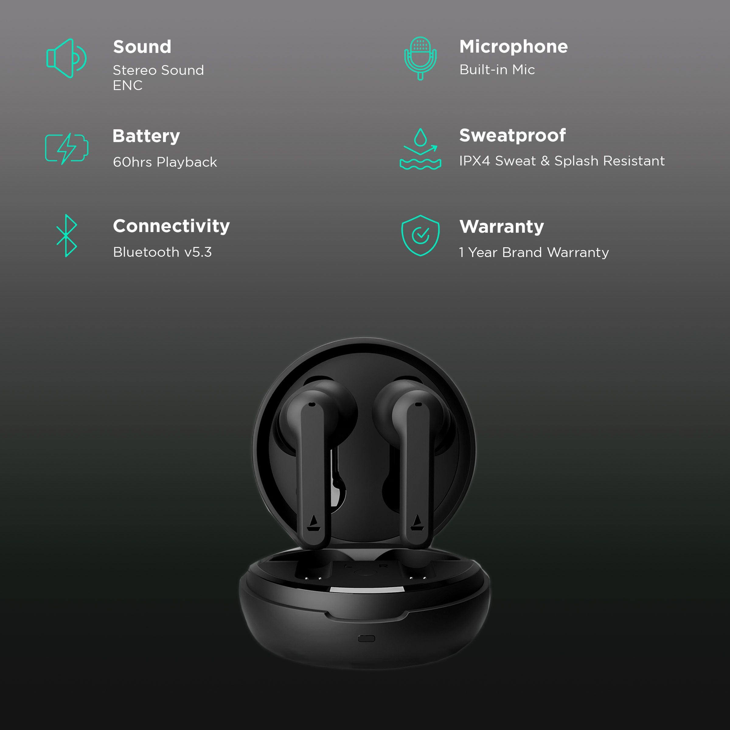 boAt Airdopes Sonik TWS Earbuds with Environmental Noise Cancellation (IPX4 Sweat and Splash Resistant, Dual EQ Modes, Thunder Black) boAt Airdopes Sonik TWS Earbuds with Environmental Noise Cancellation (IPX4 Sweat and Splash Resistant, Dual EQ Modes, Thunder Black)_2