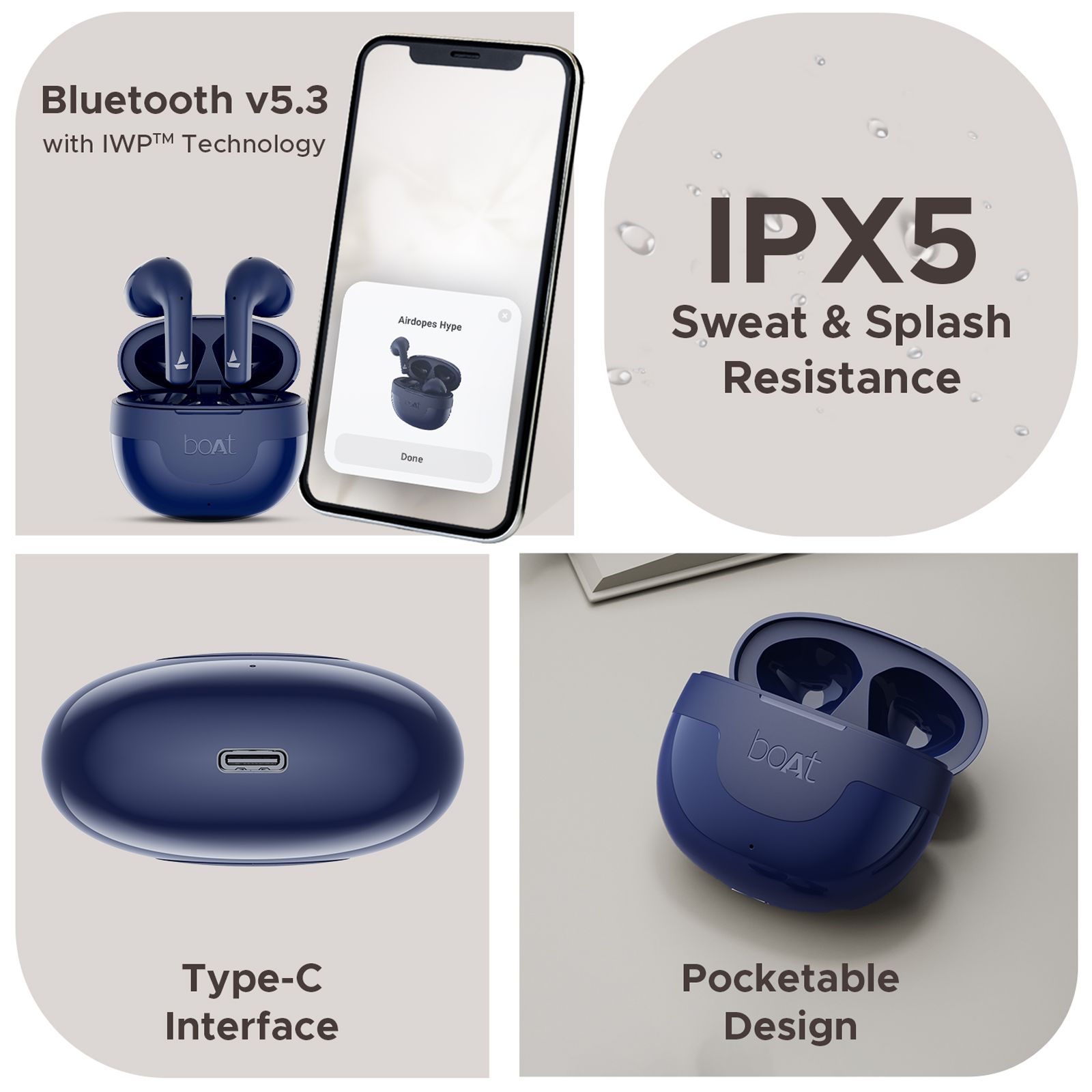 boAt Airdopes Hype TWS Earbuds with Environmental Noise Cancellation (IPX5 Water Resistant, ASAP Charge, Aero Blue) boAt Airdopes Hype TWS Earbuds with Environmental Noise Cancellation (IPX5 Water Resistant, ASAP Charge, Aero Blue)_5