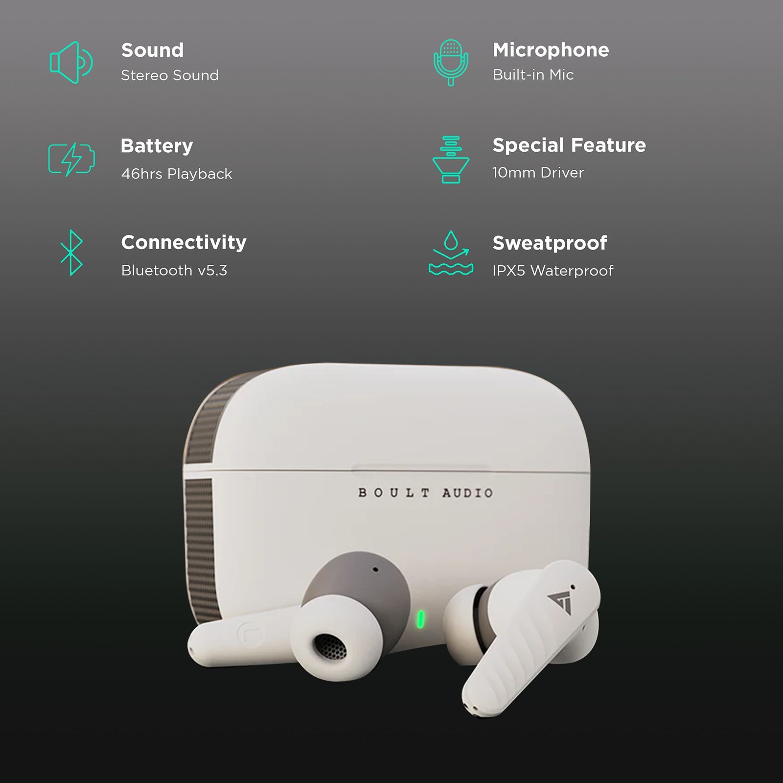 GOBOULT Rito TWS Earbuds with Environmental Noise Cancellation (IPX5 Water Resistant, Fast Charging, White) GOBOULT Rito TWS Earbuds with Environmental Noise Cancellation (IPX5 Water Resistant, Fast Charging, White)_2