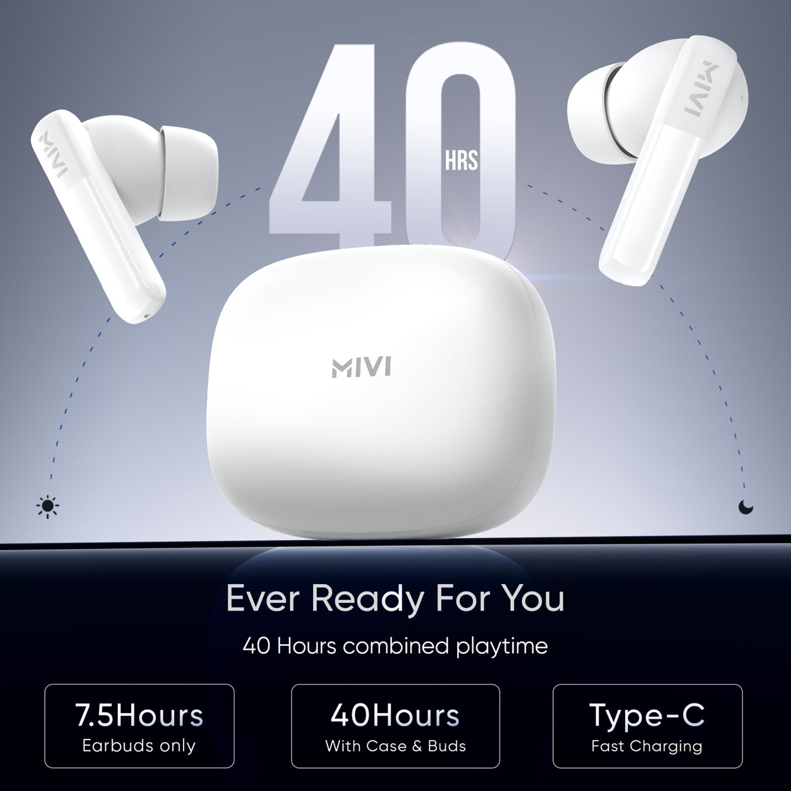 MIVI DuoPods T20 TWS Earbuds with Environmental Noise Cancellation (IPX4 Water Resistant, 45 Hours Playtime, White)_3