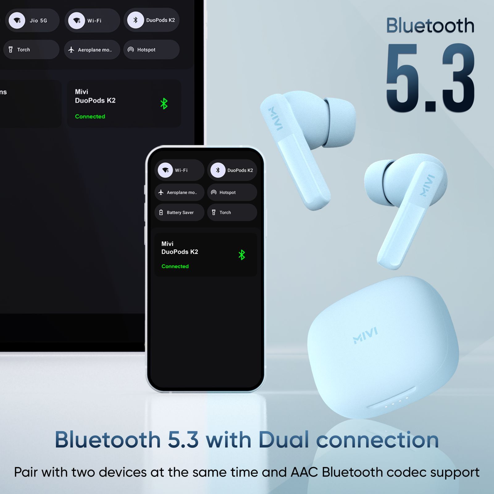 MIVI DuoPods T20 TWS Earbuds with Environmental Noise Cancellation (IPX4 Water Resistant, 45 Hours Playtime, Brisk Blue) MIVI DuoPods T20 TWS Earbuds with Environmental Noise Cancellation (IPX4 Water Resistant, 45 Hours Playtime, Brisk Blue)_4