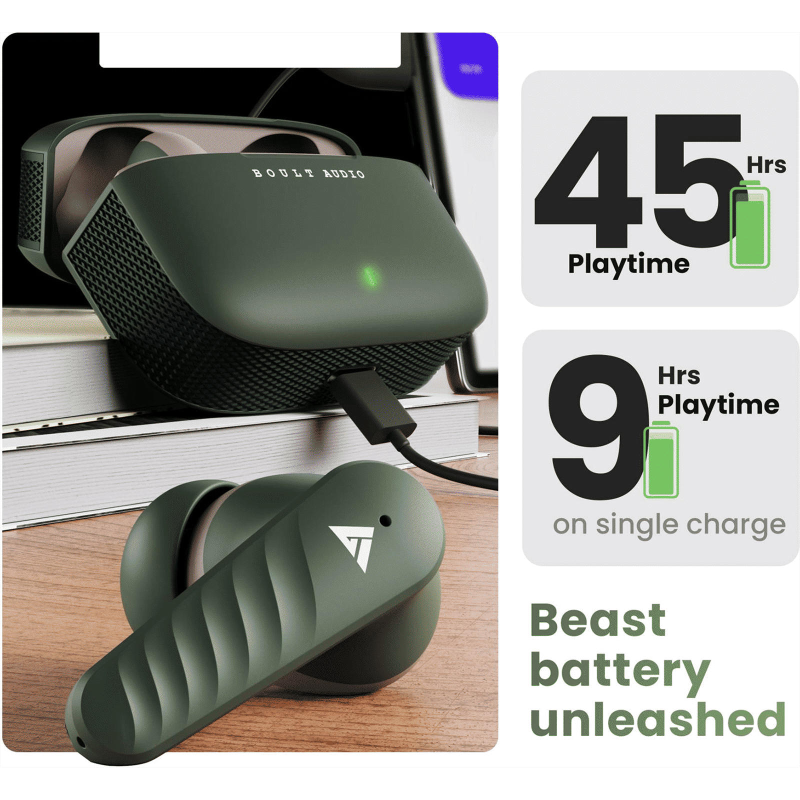 GOBOULT X10 Pro TWS Earbuds with Environmental Noise Cancellation (IPX5 Water Resistant, Fast Charging, Green)_10