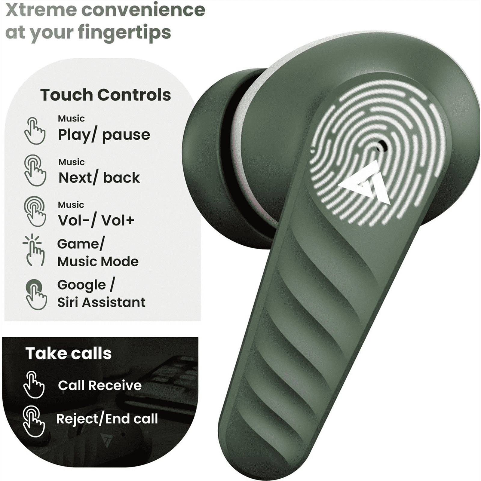 GOBOULT X10 Pro TWS Earbuds with Environmental Noise Cancellation (IPX5 Water Resistant, Fast Charging, Green)_12