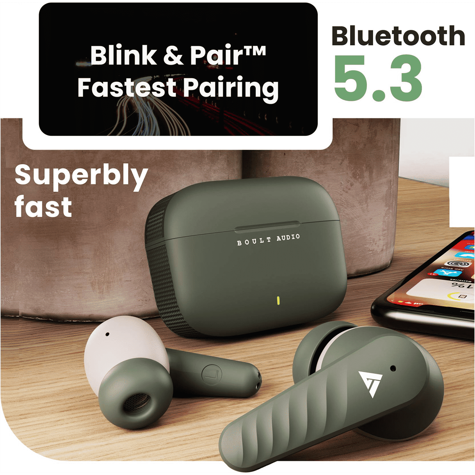 GOBOULT X10 Pro TWS Earbuds with Environmental Noise Cancellation (IPX5 Water Resistant, Fast Charging, Green)_13