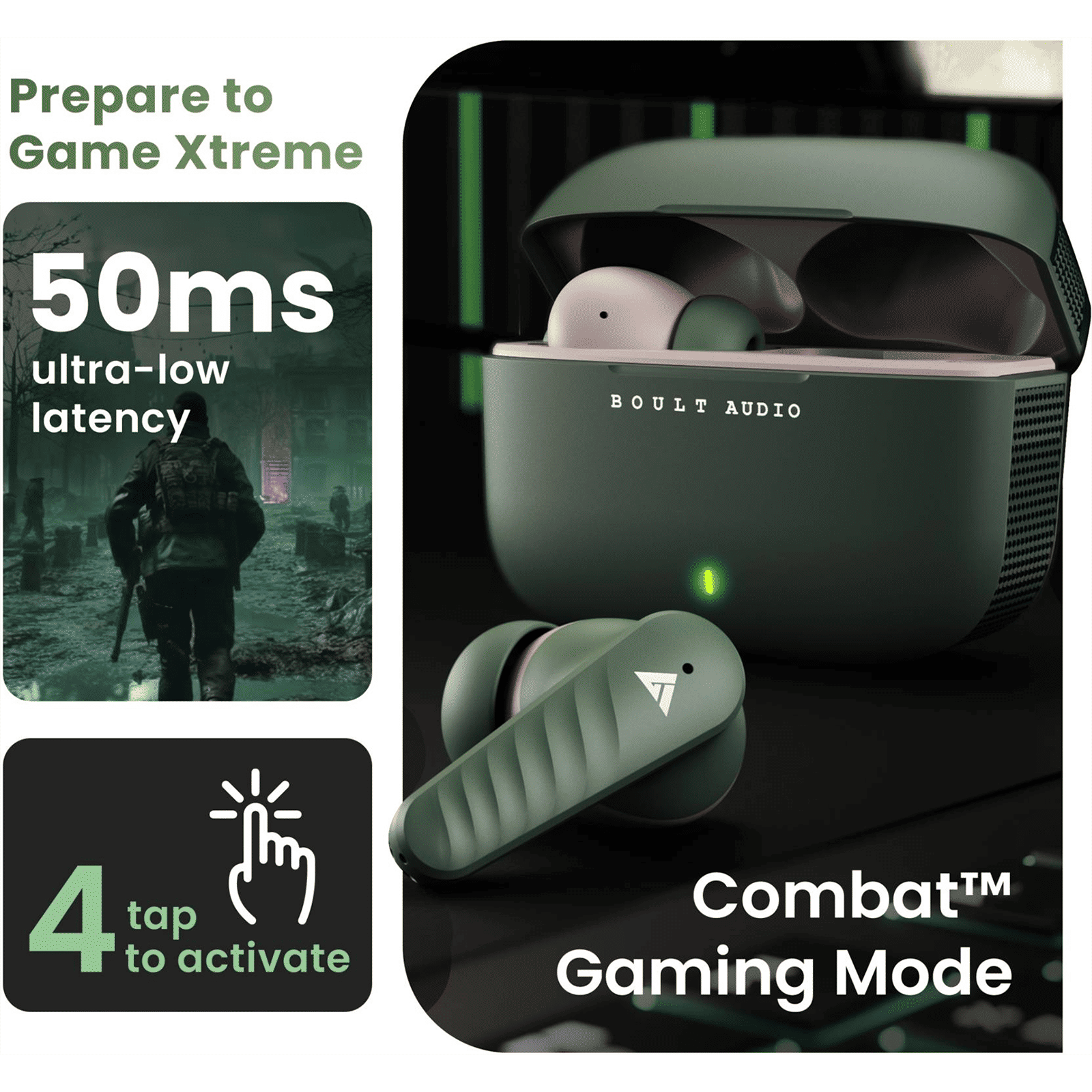 GOBOULT X10 Pro TWS Earbuds with Environmental Noise Cancellation (IPX5 Water Resistant, Fast Charging, Green)_8