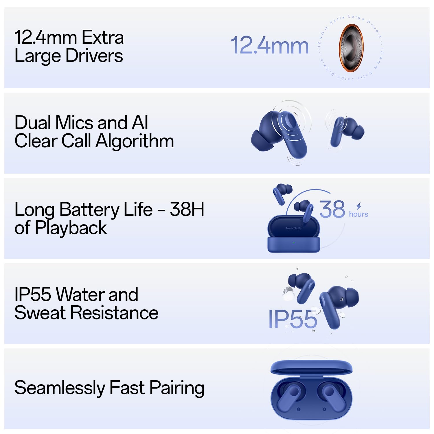 OnePlus Nord Buds 2r TWS Earbuds with AI Noise Cancellation (IP55 Water & Sweat Resistant, 38 Hours Playback, Triple Blue)_4