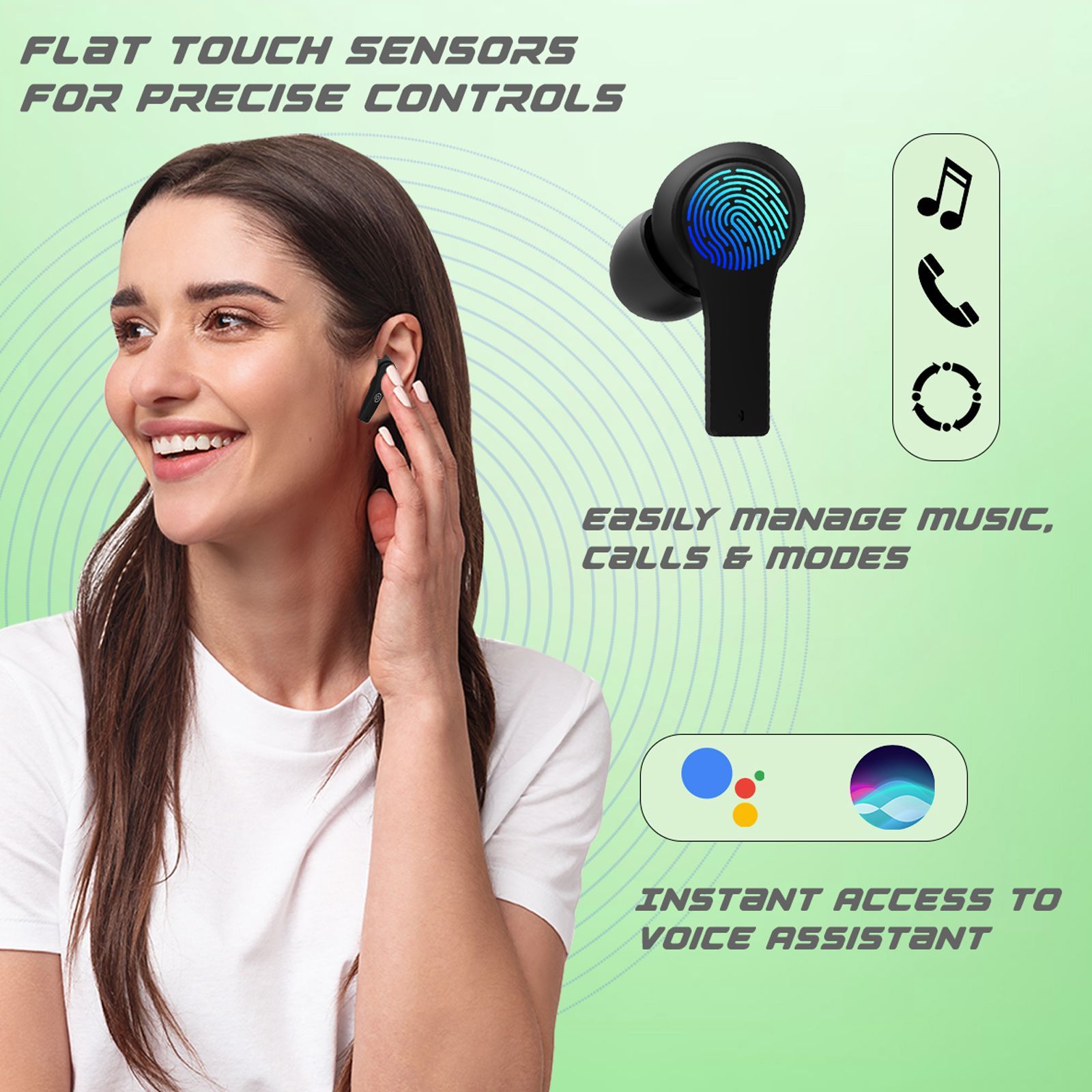 pTron Basspods Buds Plus TWS Earbuds with Environmental Noise Cancellation (IPX4 Water Resistant, 13mm Dynamic Drivers, Black) pTron Basspods Buds Plus TWS Earbuds with Environmental Noise Cancellation (IPX4 Water Resistant, 13mm Dynamic Drivers, Black)_4