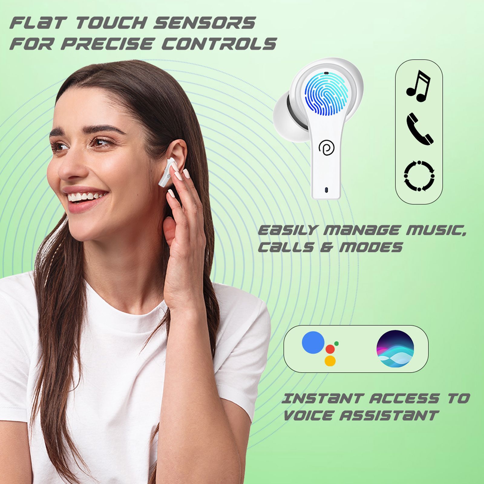 pTron Basspods Buds Plus TWS Earbuds with Environmental Noise Cancellation (IPX4 Water Resistant, 40 Hours Playtime, White) pTron Basspods Buds Plus TWS Earbuds with Environmental Noise Cancellation (IPX4 Water Resistant, 40 Hours Playtime, White)_4