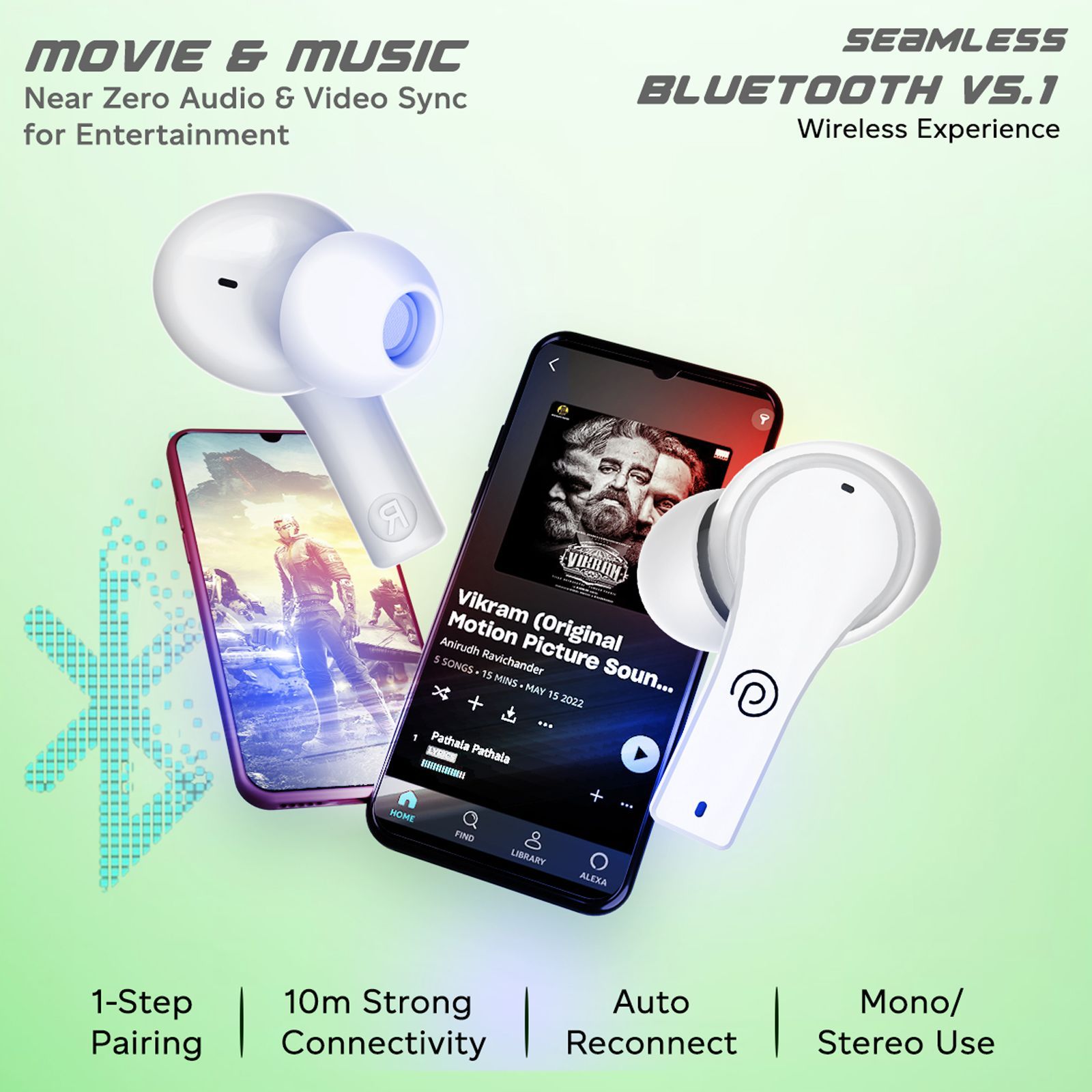 pTron Basspods Buds Plus TWS Earbuds with Environmental Noise Cancellation (IPX4 Water Resistant, 40 Hours Playtime, White) pTron Basspods Buds Plus TWS Earbuds with Environmental Noise Cancellation (IPX4 Water Resistant, 40 Hours Playtime, White)_5