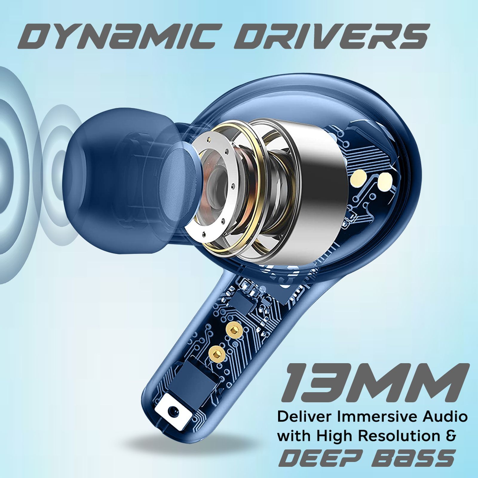pTron Basspods Buds Plus TWS Earbuds with Environmental Noise Cancellation (IPX4 Water Resistant, 13mm Dynamic Drivers, Blue) pTron Basspods Buds Plus TWS Earbuds with Environmental Noise Cancellation (IPX4 Water Resistant, 13mm Dynamic Drivers, Blue)_3