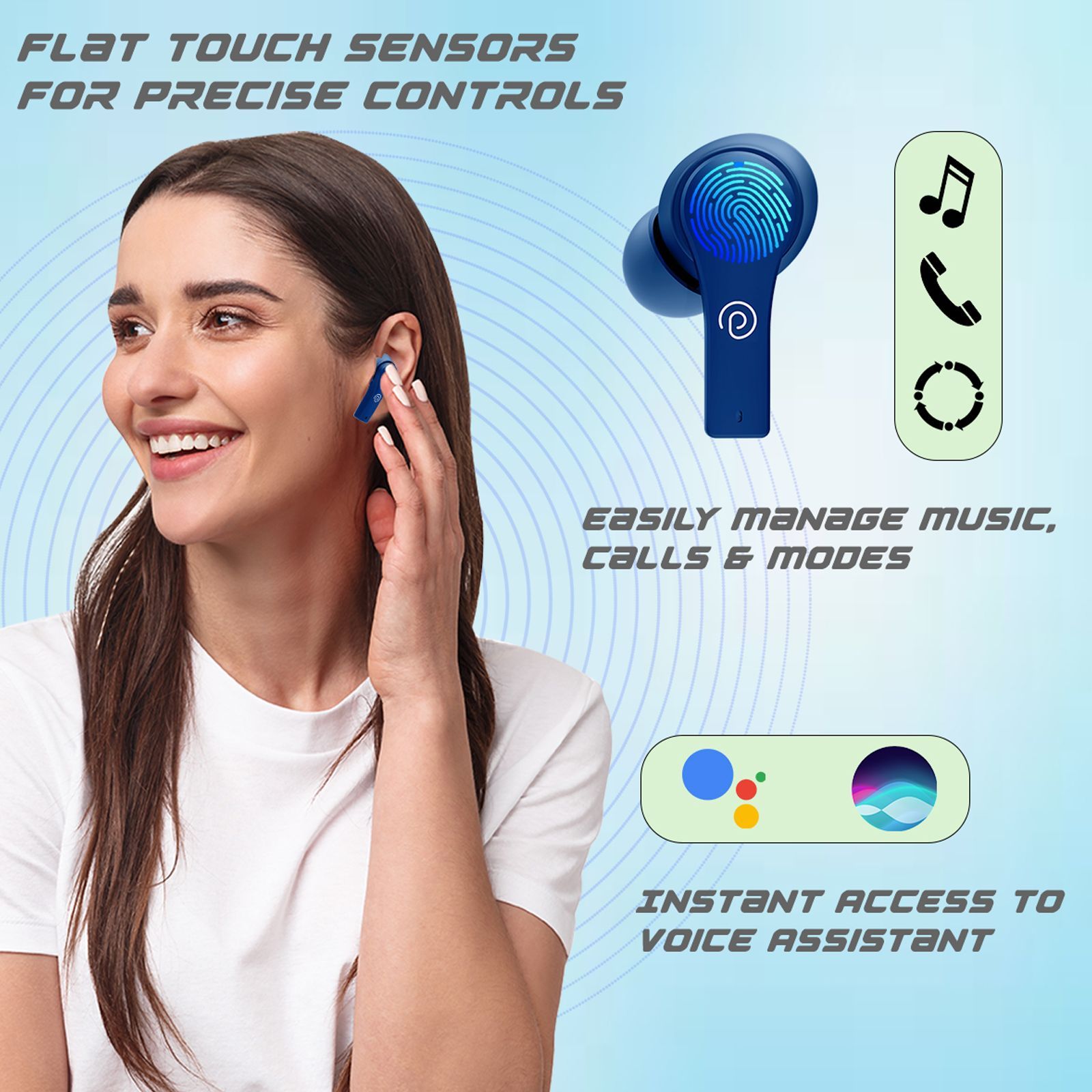 pTron Basspods Buds Plus TWS Earbuds with Environmental Noise Cancellation (IPX4 Water Resistant, 13mm Dynamic Drivers, Blue) pTron Basspods Buds Plus TWS Earbuds with Environmental Noise Cancellation (IPX4 Water Resistant, 13mm Dynamic Drivers, Blue)_6