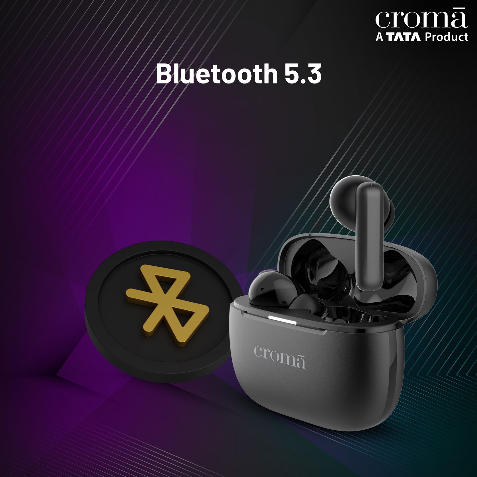 Croma TWS Earbuds with Active Noise Cancellation (IPX5 Water Resistant, Fast Charging, Black)_5