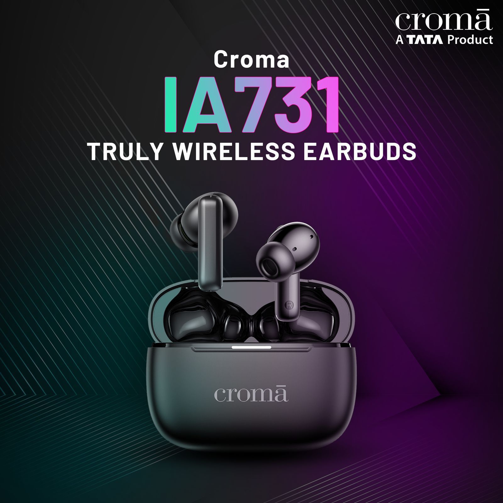 Croma TWS Earbuds with Active Noise Cancellation (IPX5 Water Resistant, Fast Charging, Black)_7