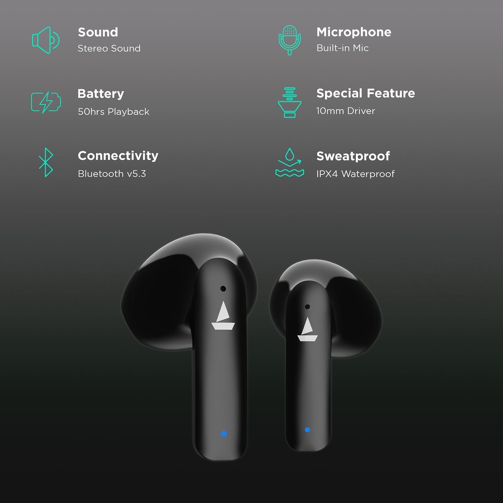 boAt Airdopes 100 TWS Earbuds with Environmental Noise Cancellation (IPX4 Water Resistant, ASAP Charge, Opal Black) boAt Airdopes 100 TWS Earbuds with Environmental Noise Cancellation (IPX4 Water Resistant, ASAP Charge, Opal Black)_2