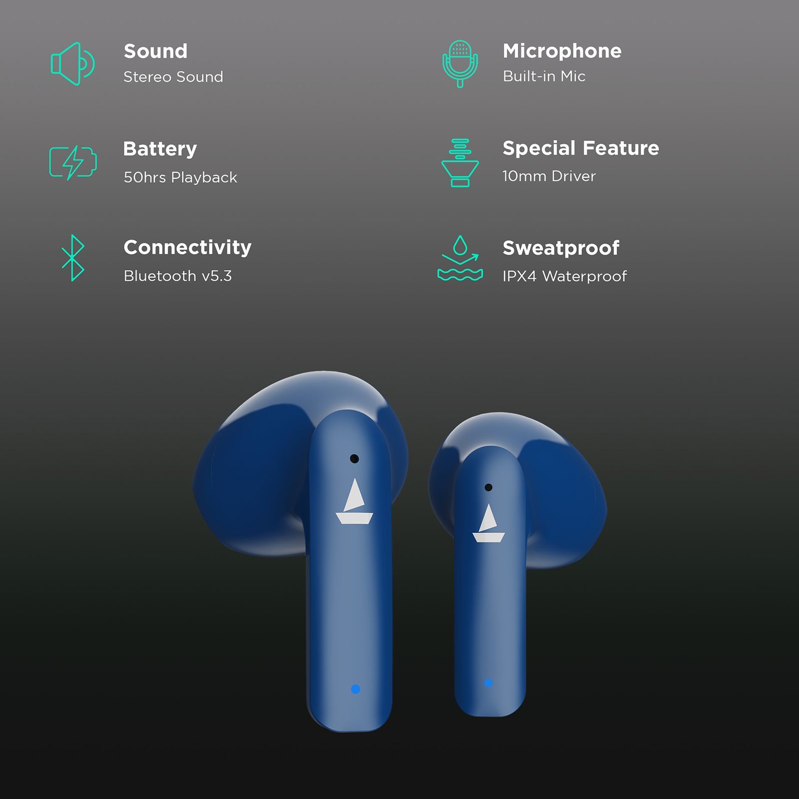 boAt Airdopes 100 TWS Earbuds with Environmental Noise Cancellation (IPX4 Water Resistant, ASAP Charge, Sapphire Blue) boAt Airdopes 100 TWS Earbuds with Environmental Noise Cancellation (IPX4 Water Resistant, ASAP Charge, Sapphire Blue)_2