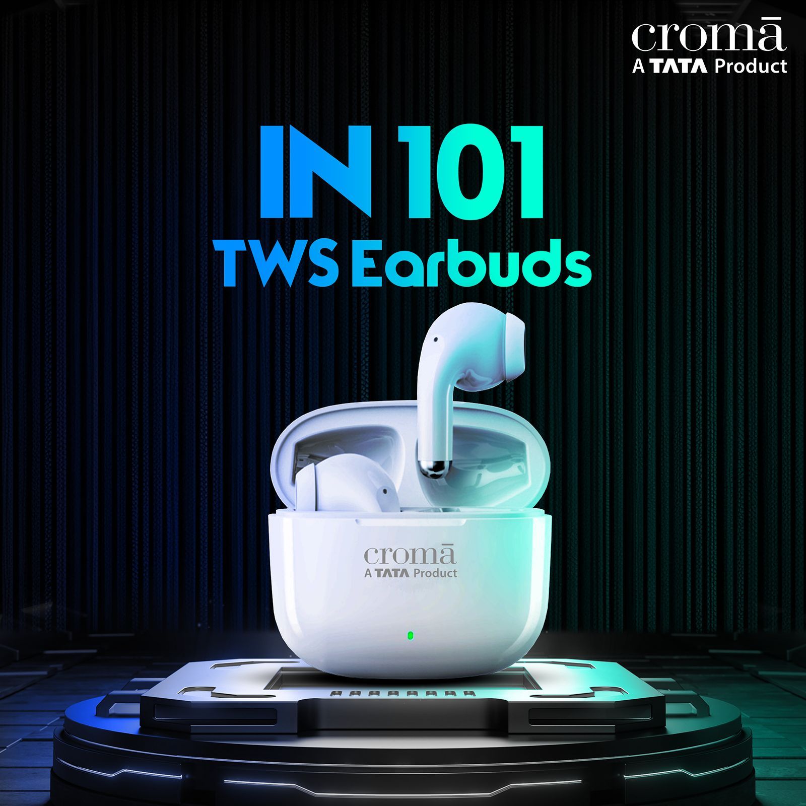 Croma IN 101 TWS Earbuds with Passive Noise Cancellation (IPX4 Water Resistant, 28 Hours Playback White)_5