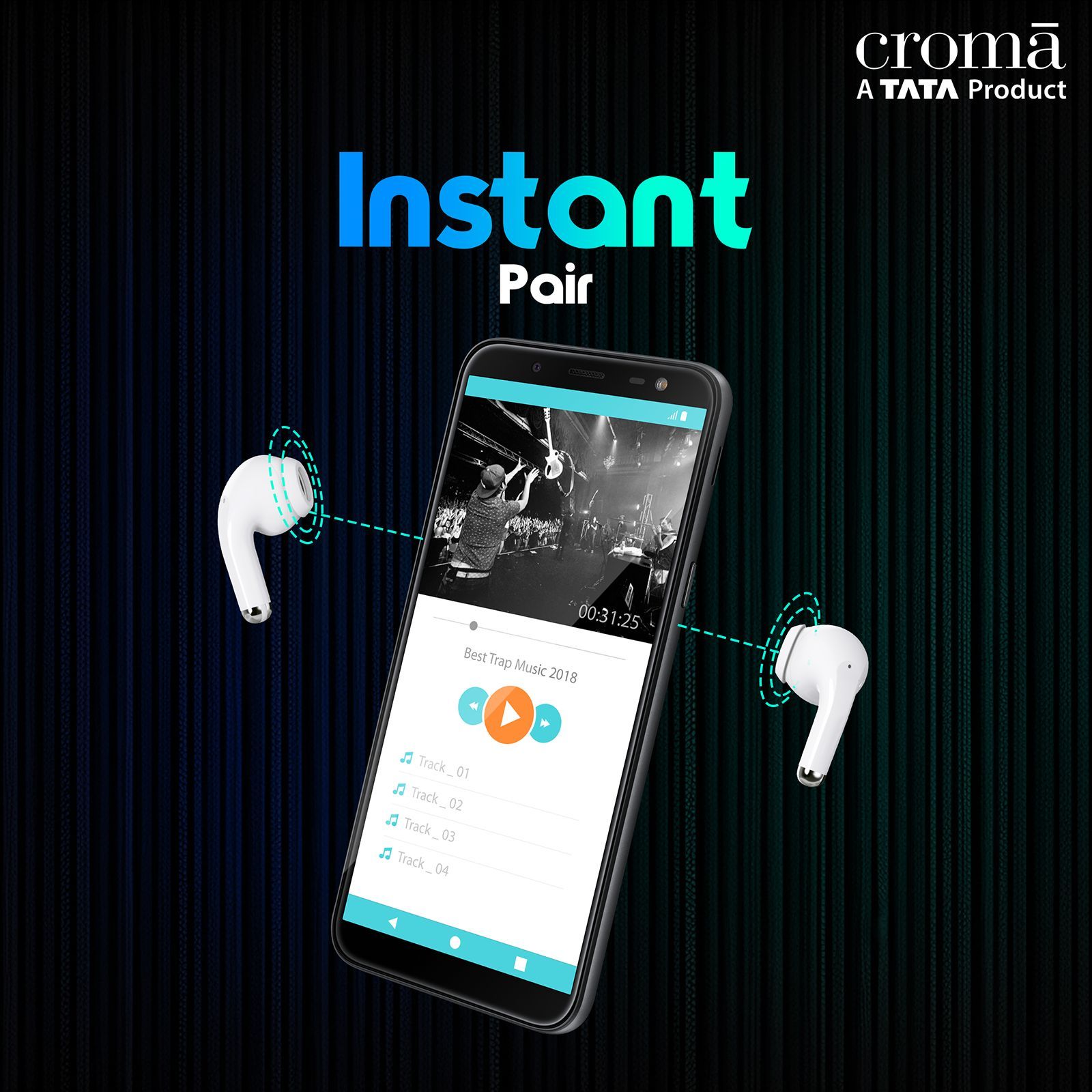 Croma IN 101 TWS Earbuds with Passive Noise Cancellation (IPX4 Water Resistant, 28 Hours Playback White)_8