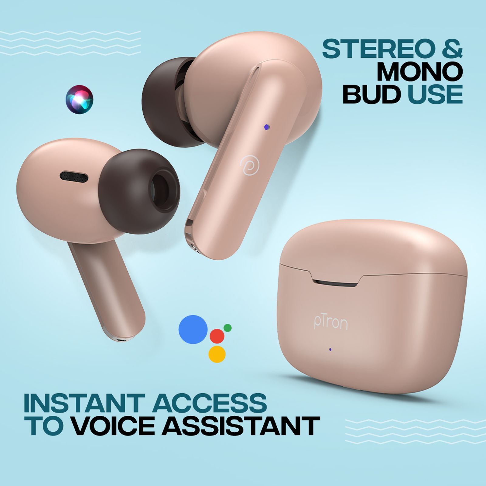 pTron Bassbuds Air In-Ear Truly Wireless Earbuds WITH MIC (Bluetooth 5.1,USP,Bassbuds Air,Brown)_4