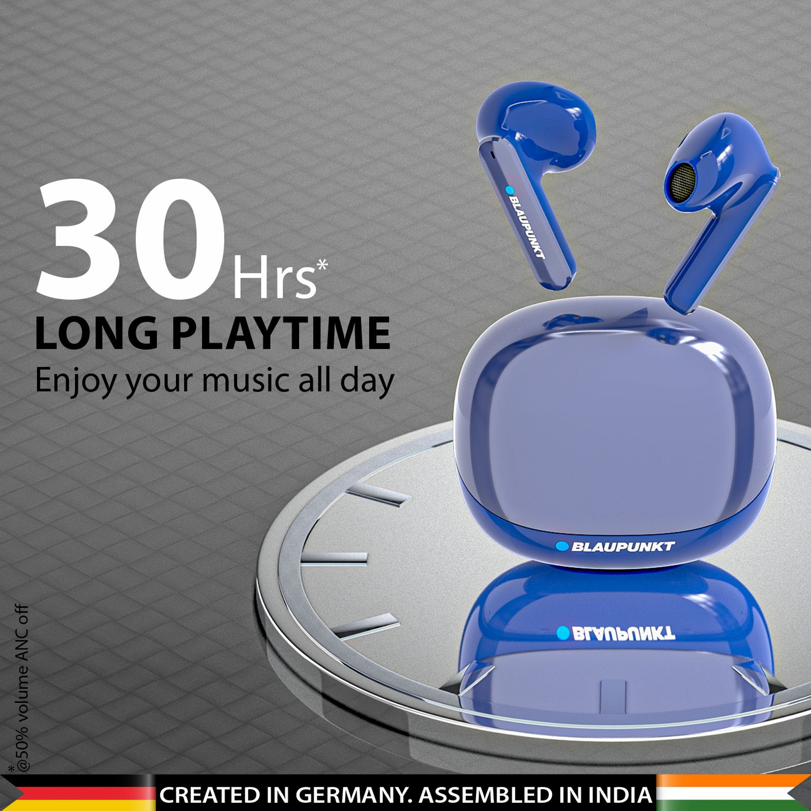 Blaupunkt BTW12 Khrome TWS Earbuds with Environment Noise Cancellation (Deep Bass Technology, TurboVolt Charging, Egyptian Blue)_3