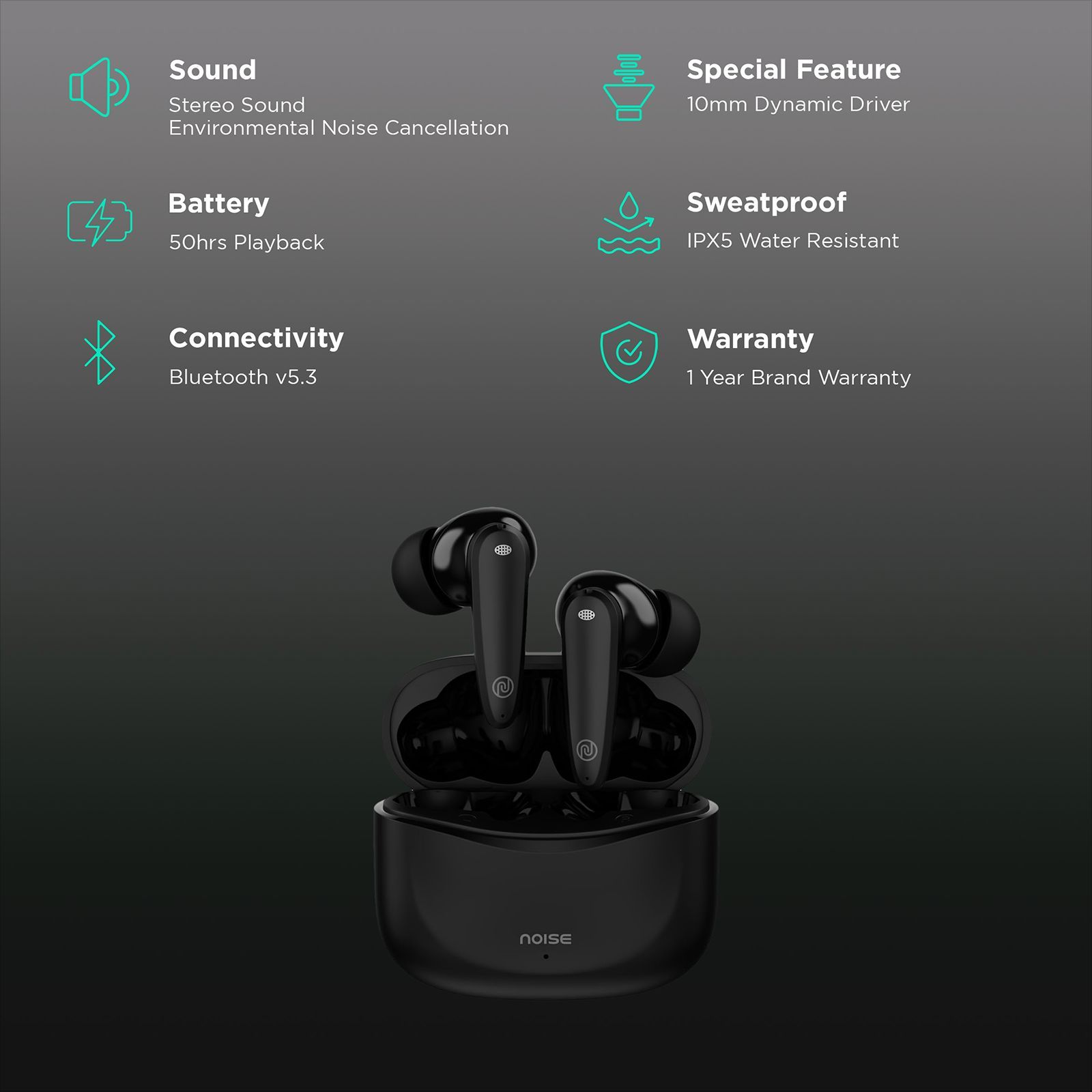 noise Buds VS106 TWS Earbuds with Environmental Noise Cancellation (IPX5 Water Resistant, Instacharge, Jet Black)_2
