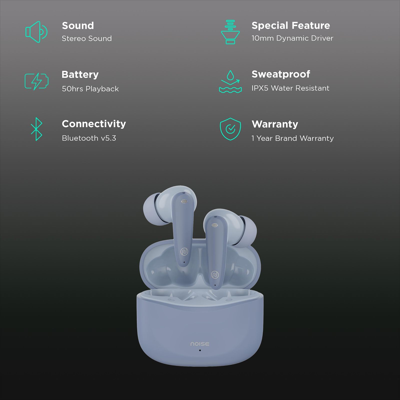 noise Buds VS106 TWS Earbuds with Environmental Noise Cancellation (IPX5 Water Resistant, Instacharge, Sky Blue)_2
