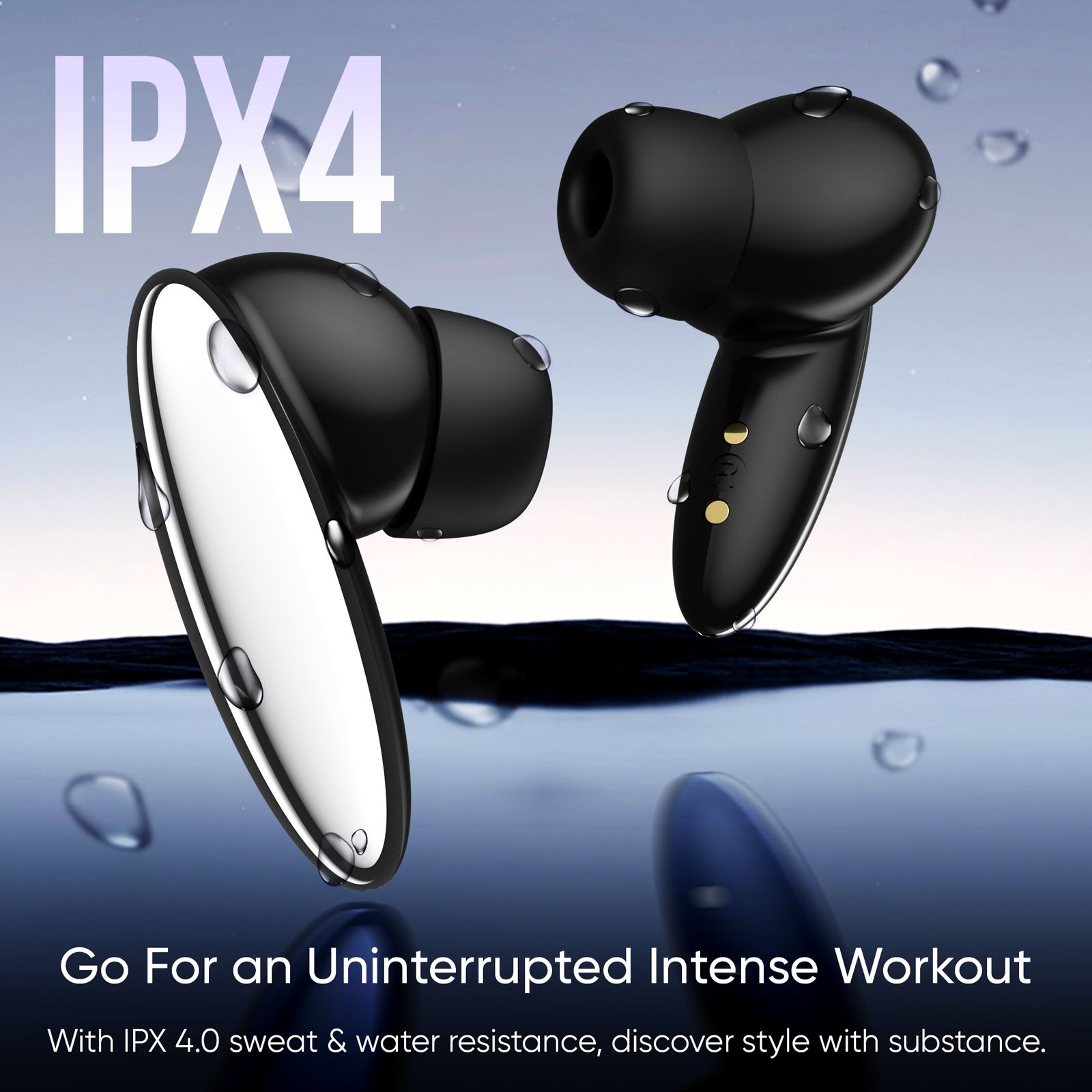 Mivi DuoPods N6 TEDPN6BK TWS Earbuds with AI Noise Cancellation (IPX4 Water Resistant, 13mm Electroplated Drivers, Black)_5