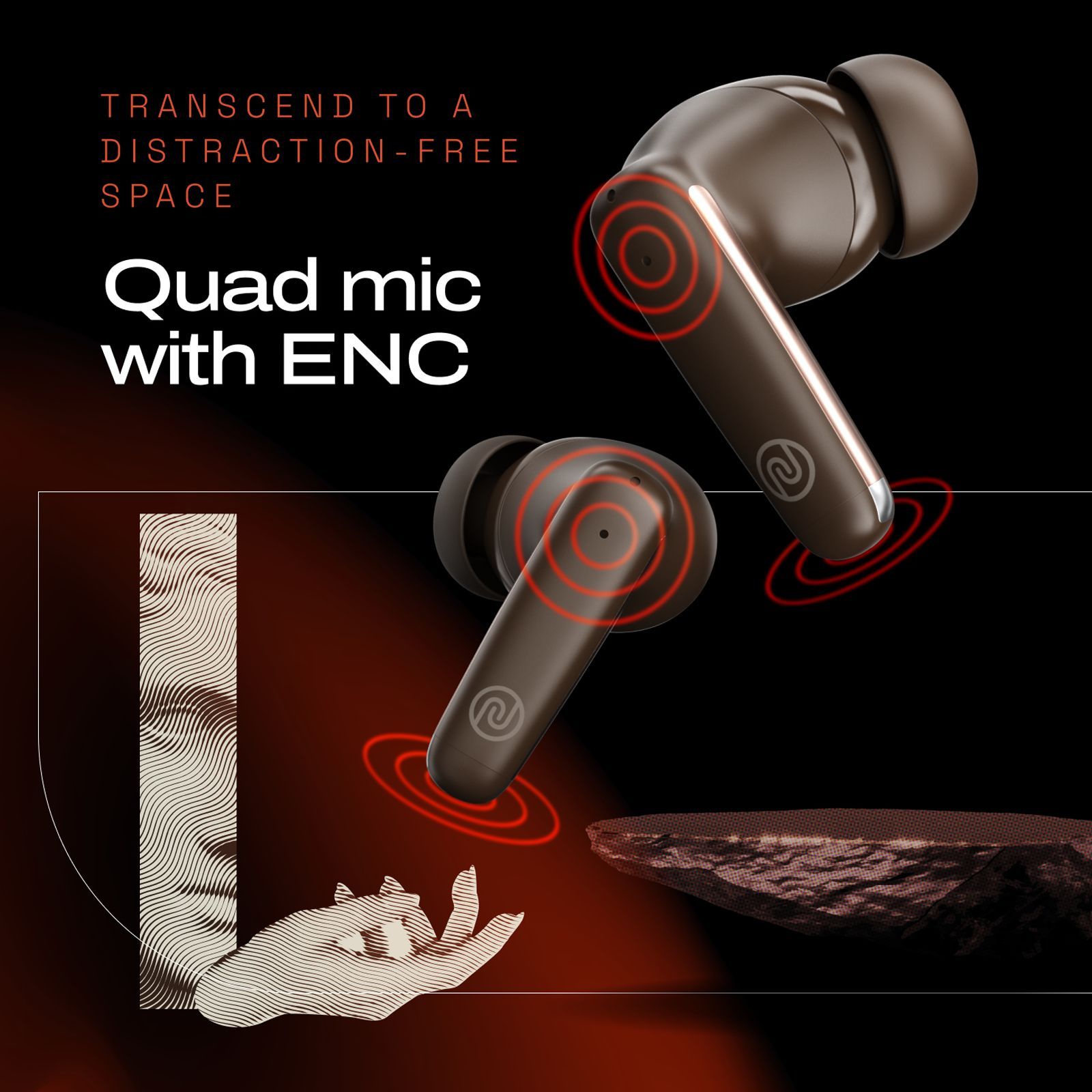 noise Buds Venus TWS Earbuds with Active Noise Cancellation (IPX5 Water Resistant, Instacharge, Stellar Brown)_4