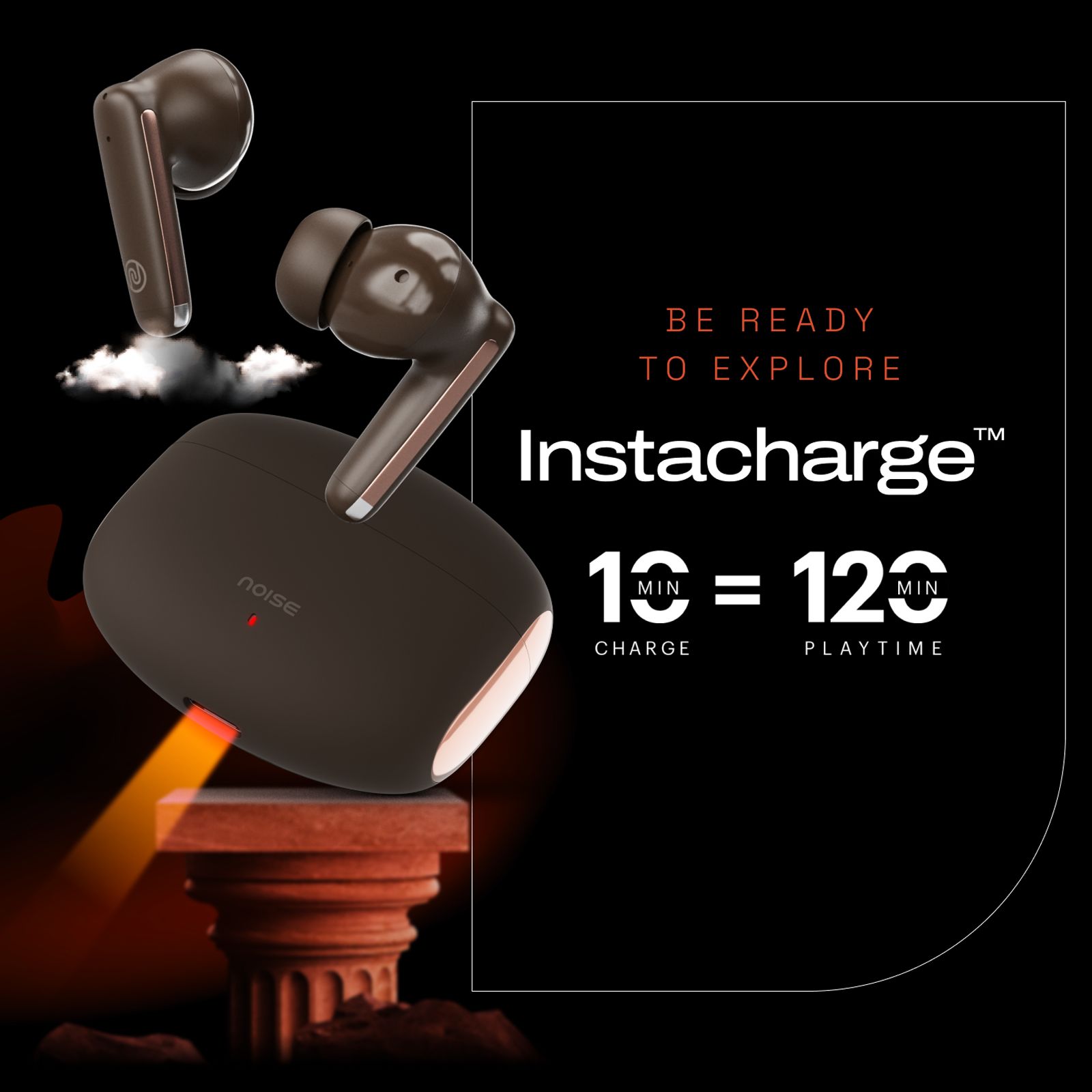 noise Buds Venus TWS Earbuds with Active Noise Cancellation (IPX5 Water Resistant, Instacharge, Stellar Brown)_5