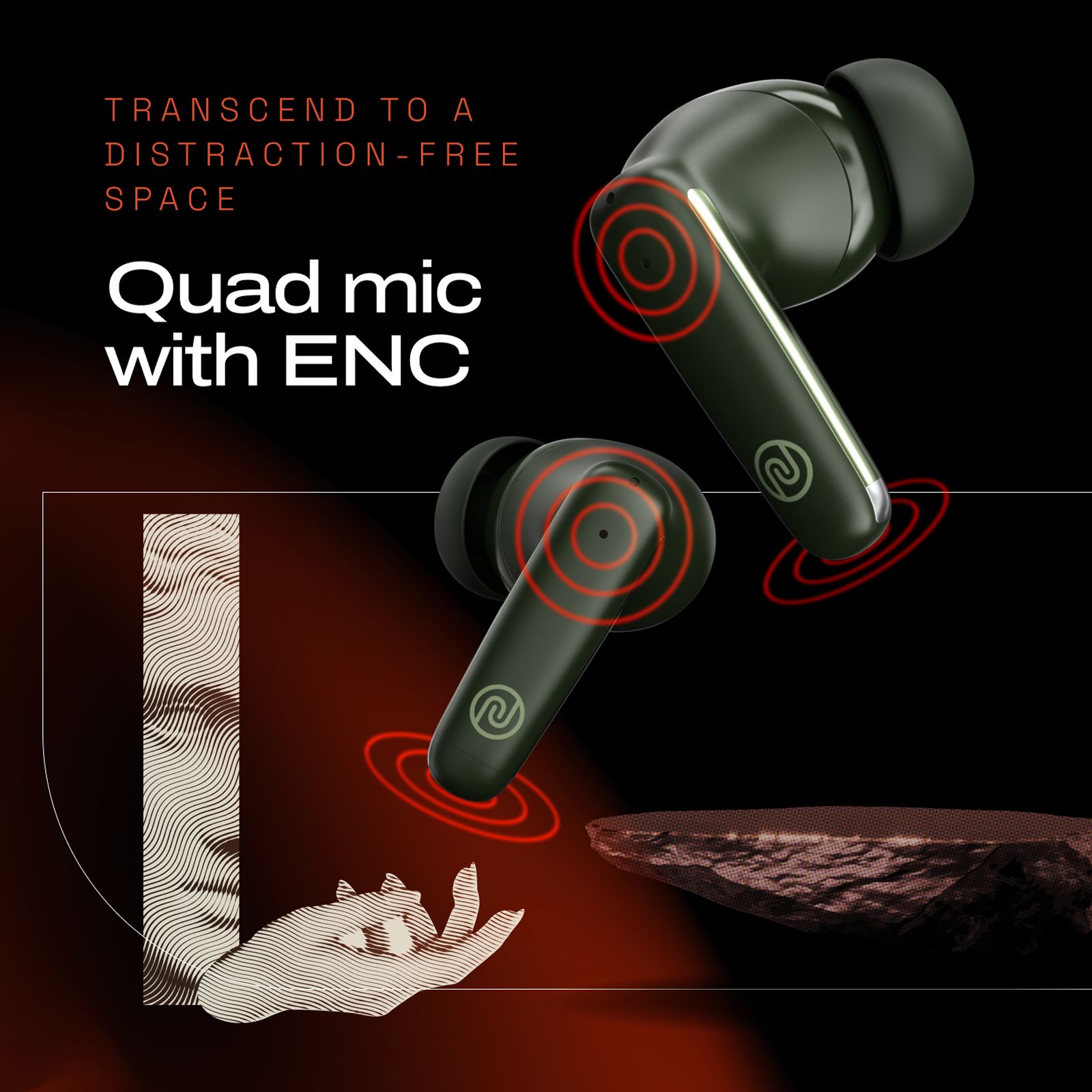 noise Buds Venus TWS Earbuds with Active Noise Cancellation (IPX5 Water Resistant, Instacharge, Galaxy Green)_4