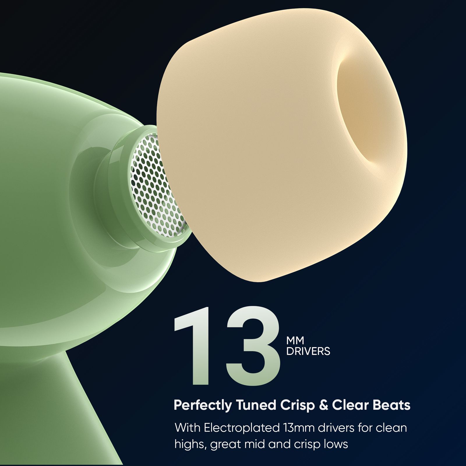 Mivi DuoPods N4 TEDPN4HG TWS Earbuds with AI Noise Cancellation (13mm Electroplated Drivers, Hazel Green)_2