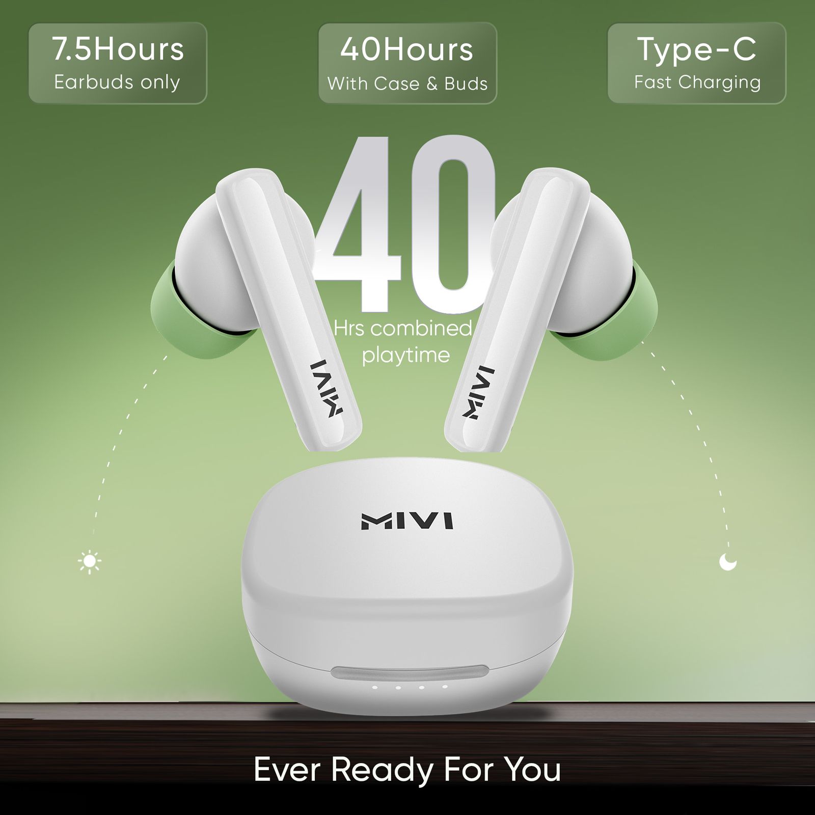 Mivi DuoPods N2 TWS Earbuds with AI Noise Cancellation (IPX4 Water Resistant, Fast Charging, White)_3