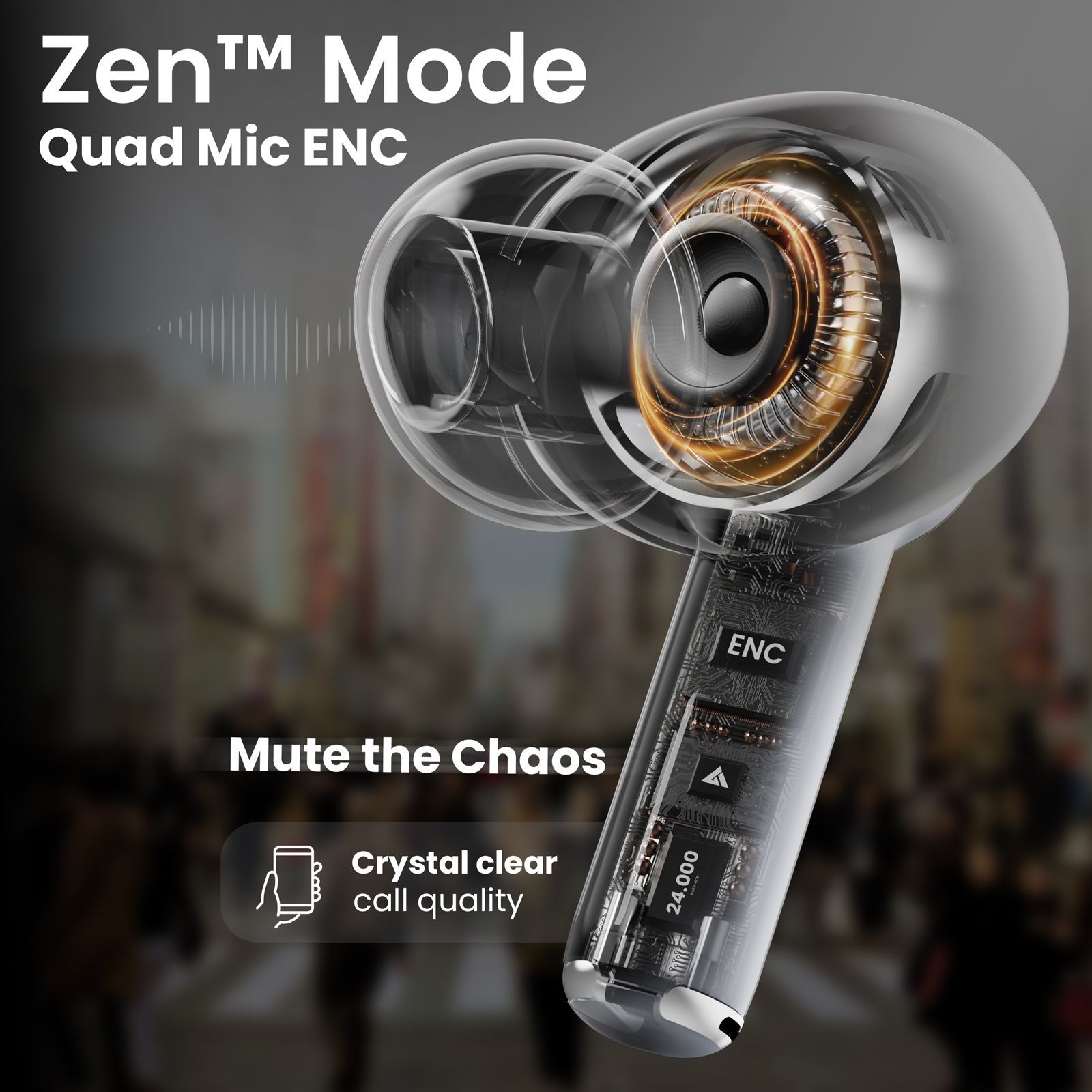 GOBOULT Airbass W40 TWS Earbuds with Environmental Noise Cancellation (IPX5 Water Resistant, Fast Charging, Ivory White)_5