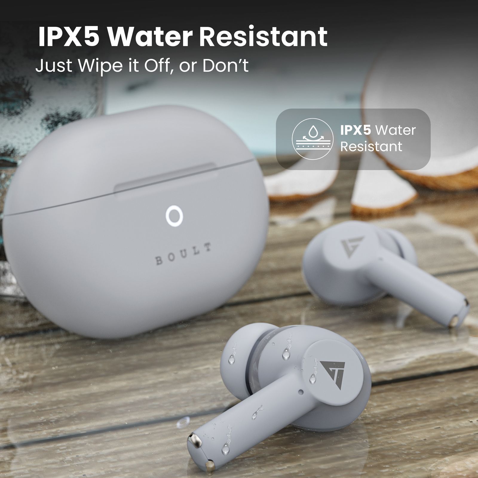 GOBOULT Airbass W40 TWS Earbuds with Environmental Noise Cancellation (IPX5 Water Resistant, Fast Charging, Ivory White)_7