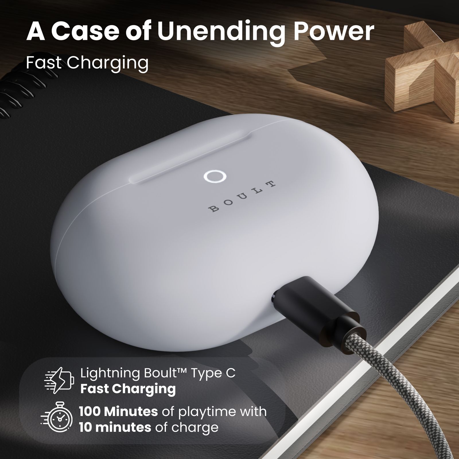 GOBOULT Airbass W40 TWS Earbuds with Environmental Noise Cancellation (IPX5 Water Resistant, Fast Charging, Ivory White)_4