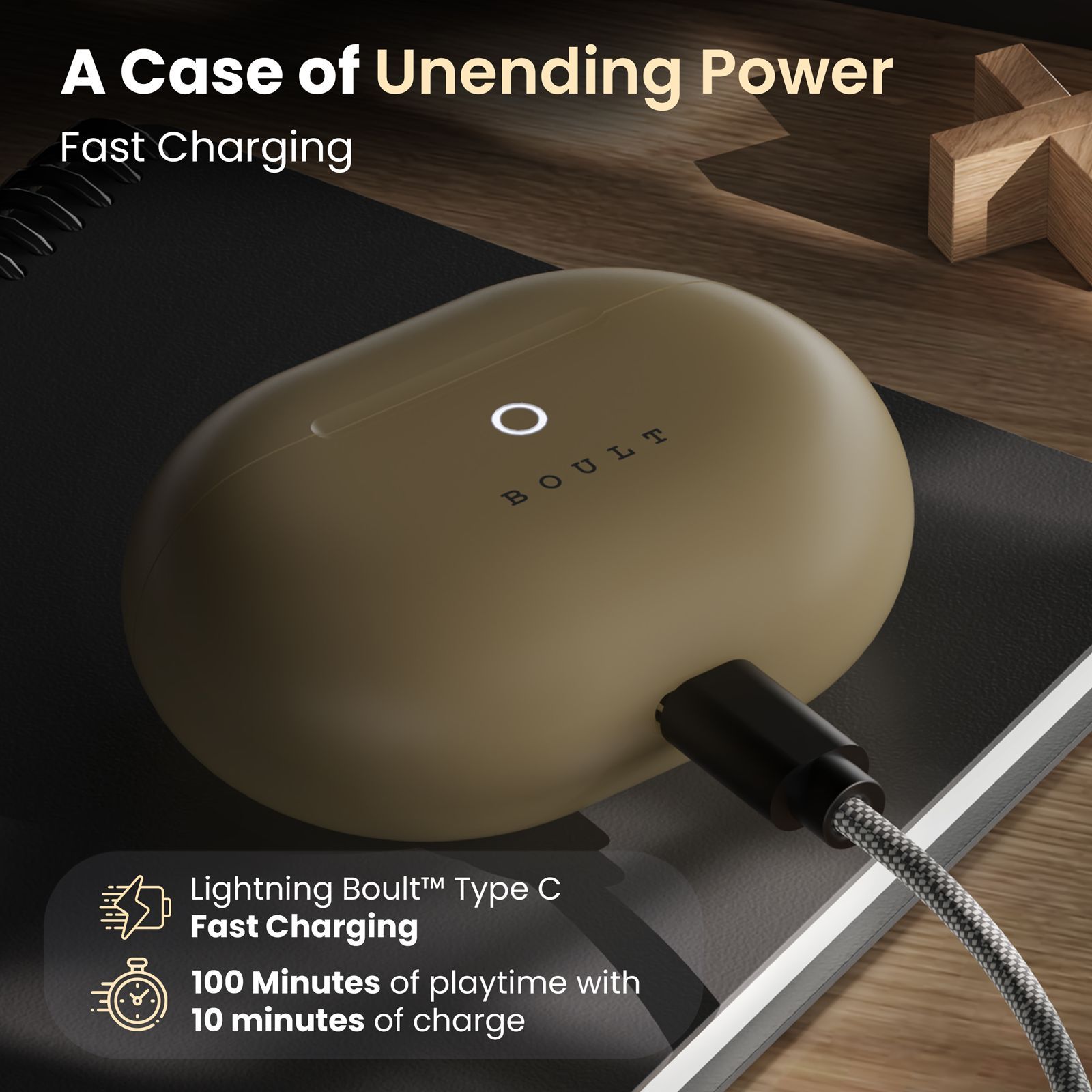 GOBOULT Airbass W40 TWS Earbuds with Environmental Noise Cancellation (IPX5 Water Resistant, Fast Charging, Khaki Green) GOBOULT Airbass W40 TWS Earbuds with Environmental Noise Cancellation (IPX5 Water Resistant, Fast Charging, Khaki Green)_4