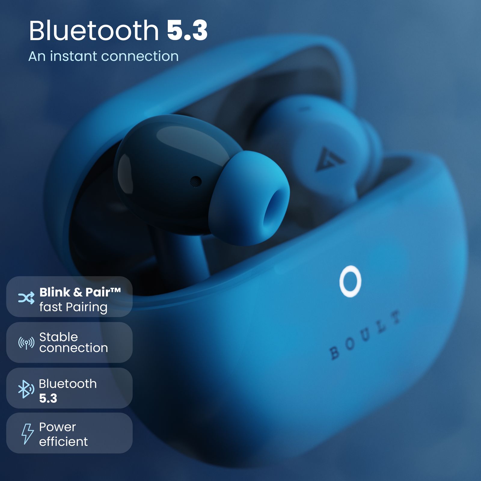 GOBOULT Airbass W40 TWS Earbuds with Environmental Noise Cancellation (IPX5 Water Resistant, Fast Charging, Denim Blue)_5