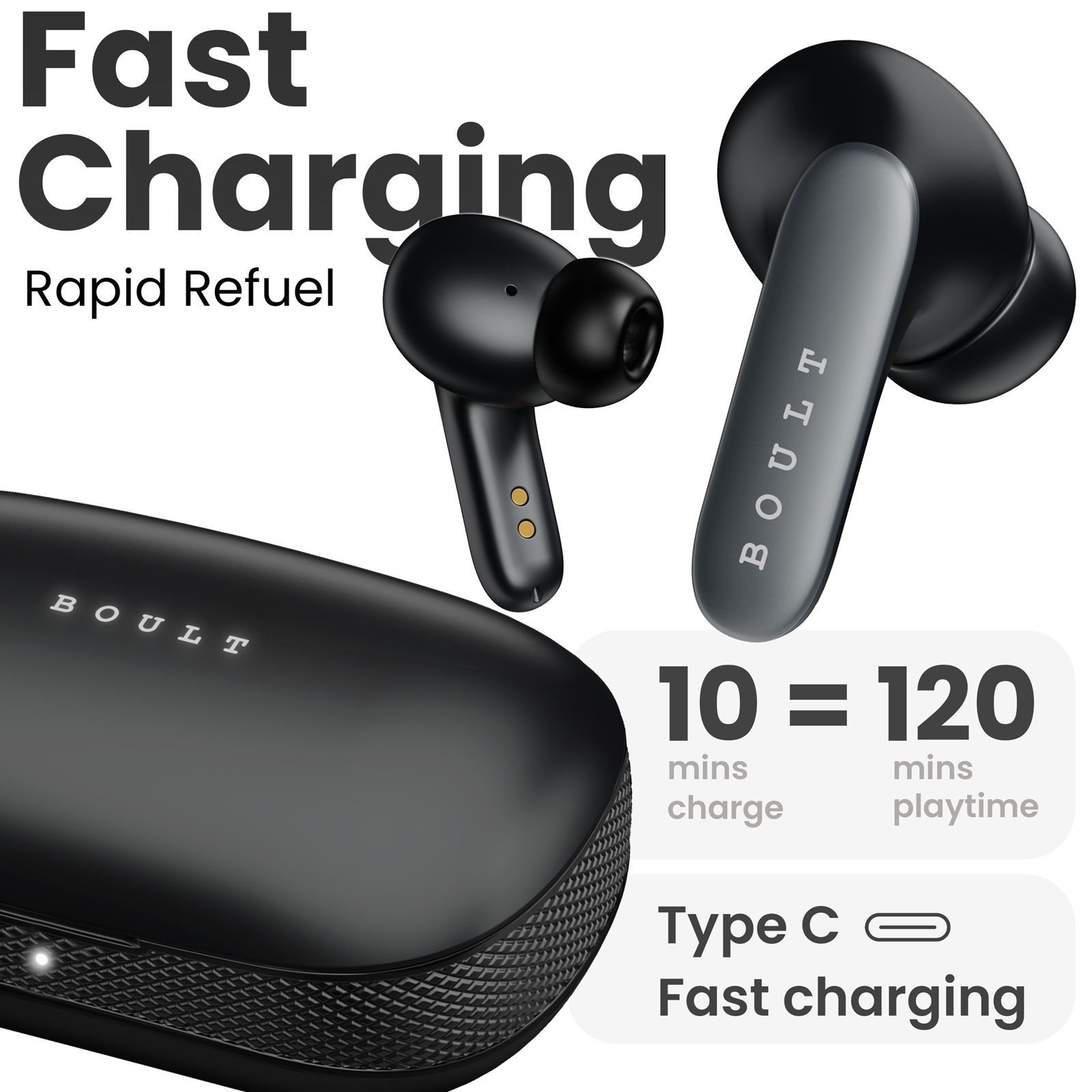 GOBOULT AirBass Y1 Pro TWS Earbuds with Environmental Noise Cancellation (Fast Charging, Black)_5