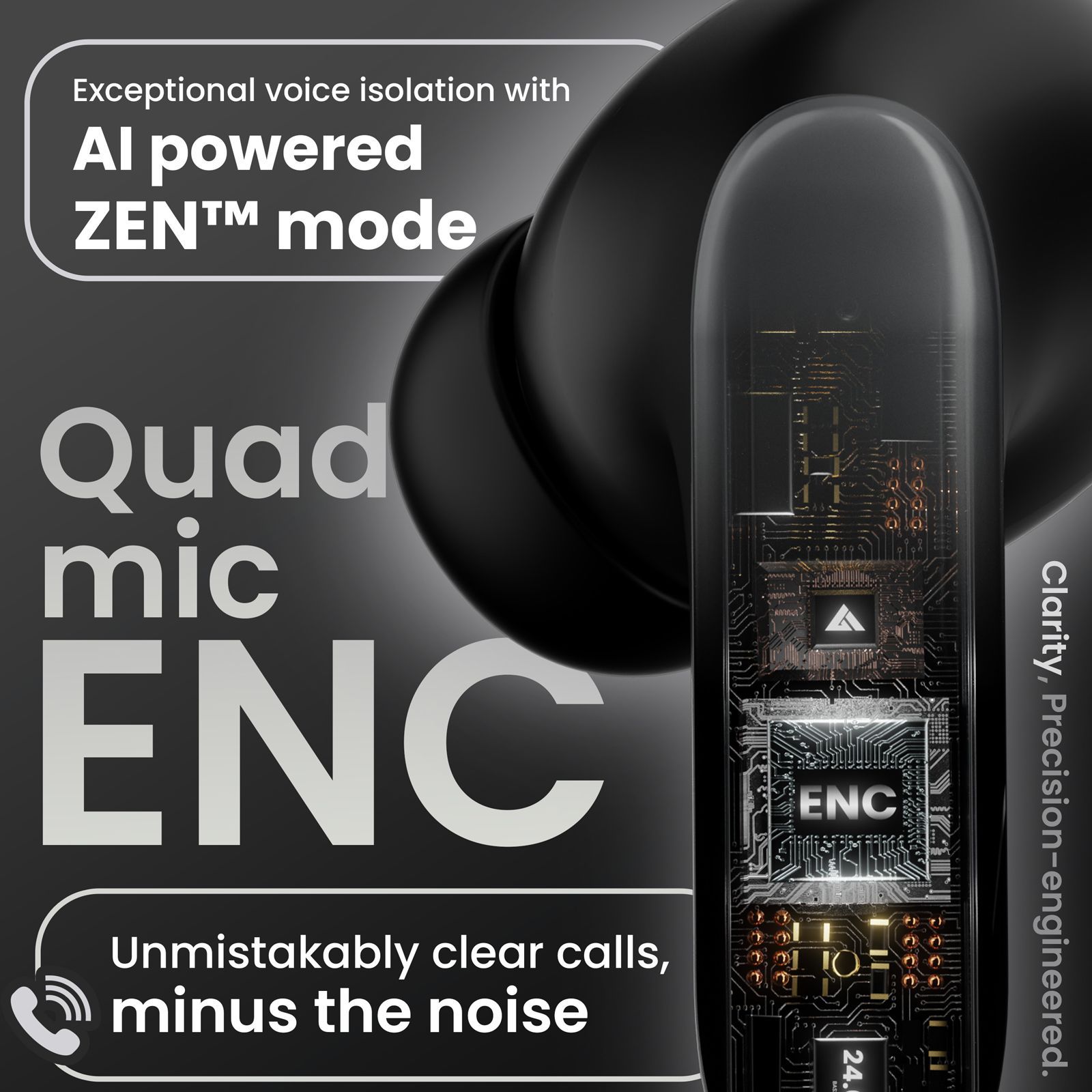 GOBOULT AirBass Y1 Pro TWS Earbuds with Environmental Noise Cancellation (Fast Charging, Black)_6