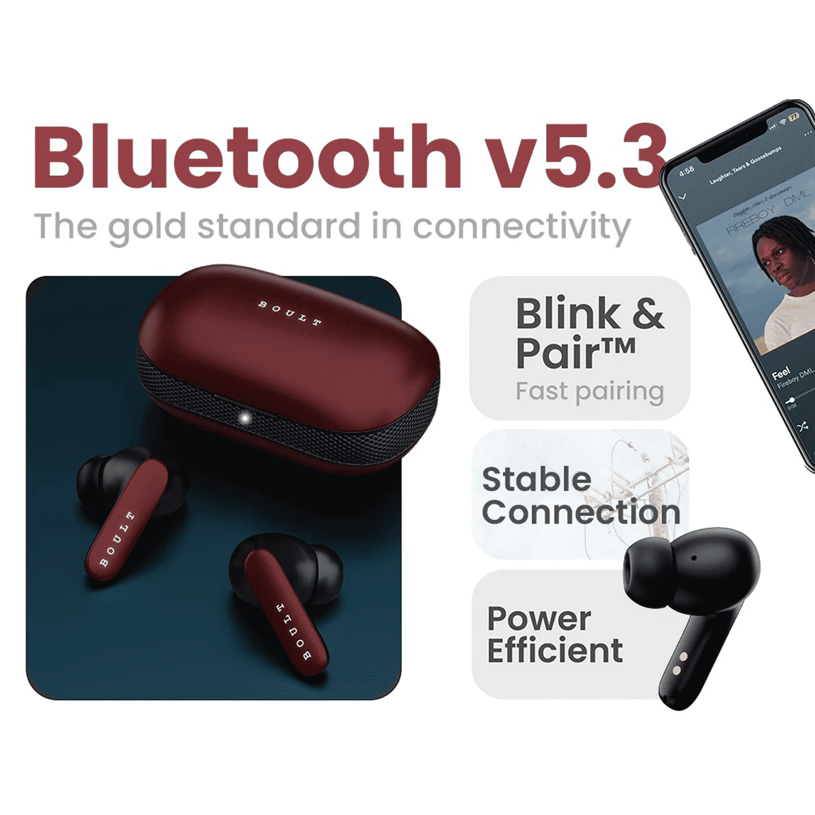 GOBOULT AirBass Y1 Pro TWS Earbuds with Environmental Noise Cancellation (Fast Charging, Red)_3