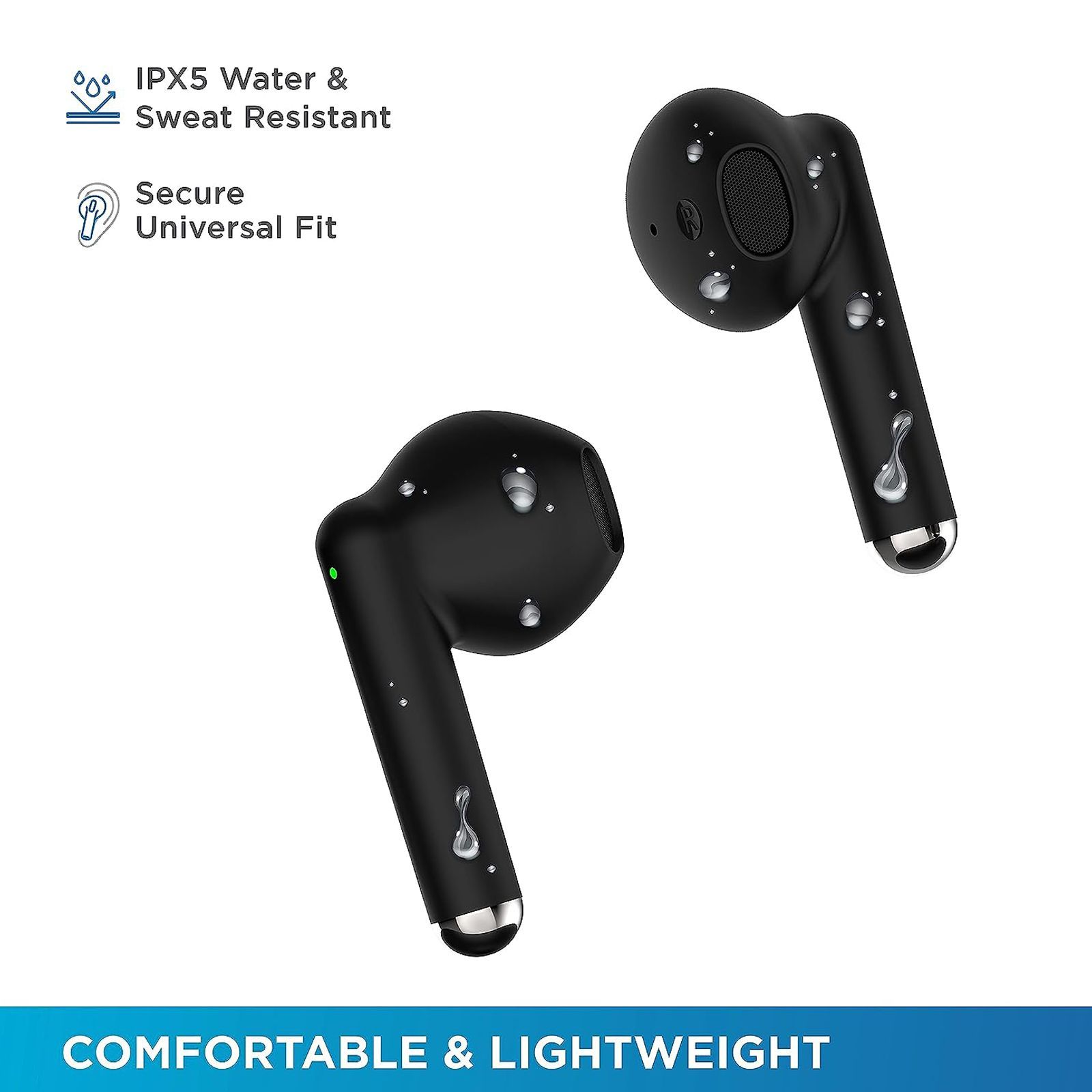 urbn Beat 400 TWS Earbuds with Noise Isolation (IPX5 Water Resistant, Fast Charging, Black)_4