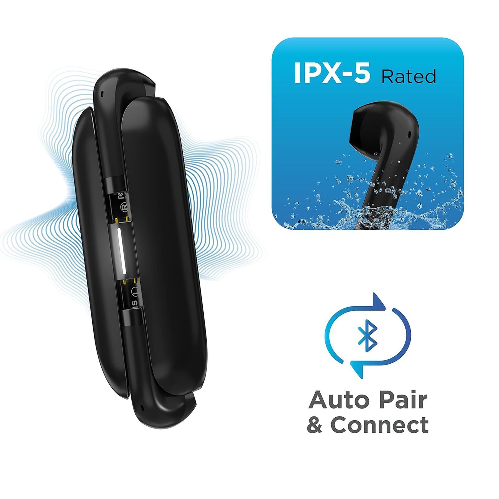 urbn Beat 800 TWS Earbuds with Environmental Noise Cancellation (IPX5 Water Resistant, Fast Charging, Black)_6