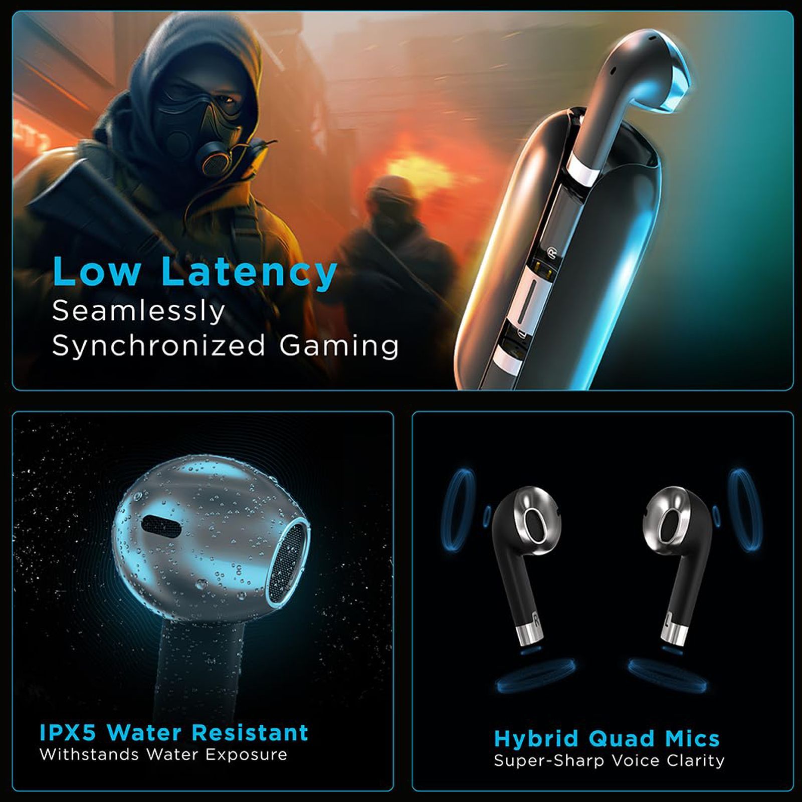 urbn Beat 800 Pro TWS Earbuds with Noise Isolation (IPX5 Water Resistant, Fast Charging, Black)_5