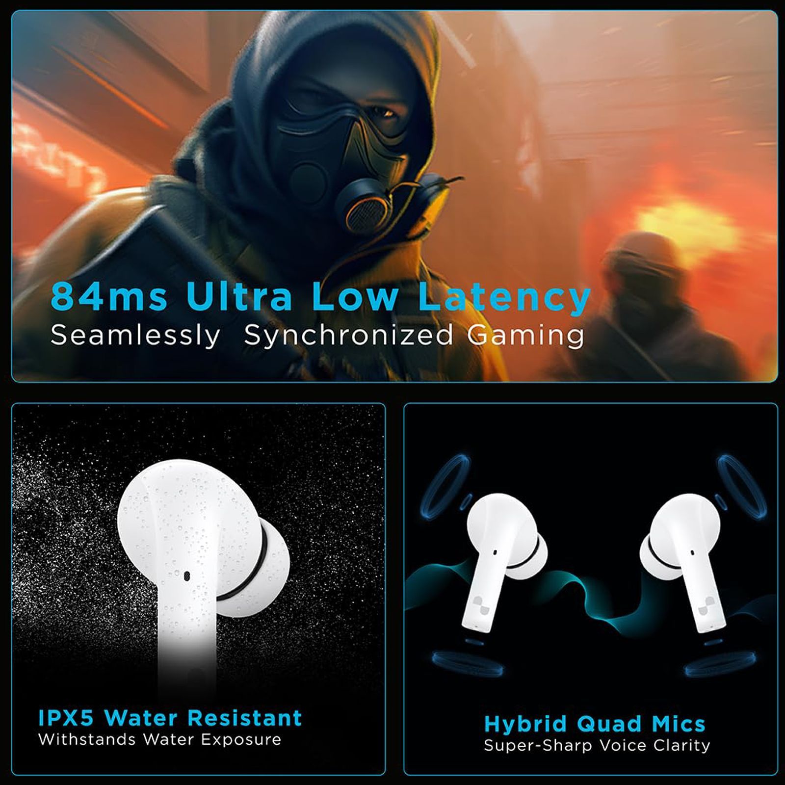 urbn Beat 900 TWS Earbuds with Environmental Noise Cancellation (IPX5 Water Resistant, Fast Charging, White)_7